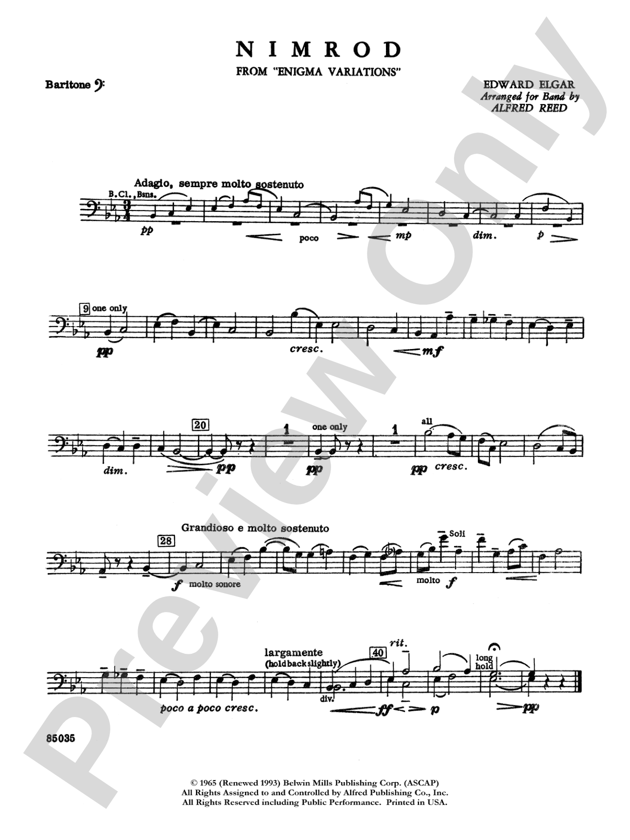 Nimrod (from Elgar's Variations): Baritone B.C.