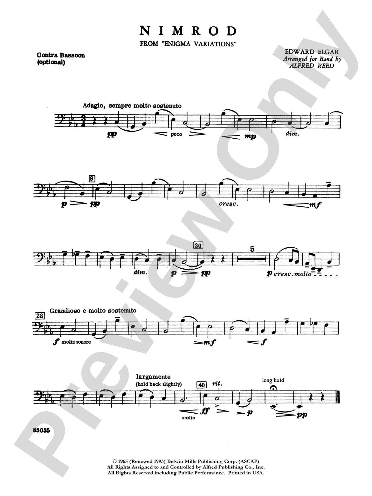 Nimrod (from Elgar's Variations): Contra Bassoon