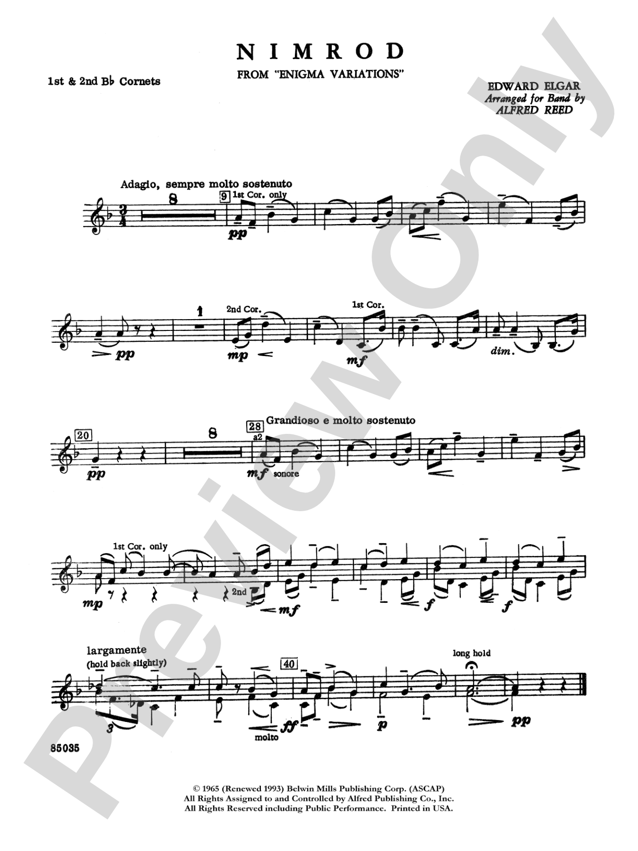 Nimrod (from Elgar's Variations): 1st B-flat Cornet