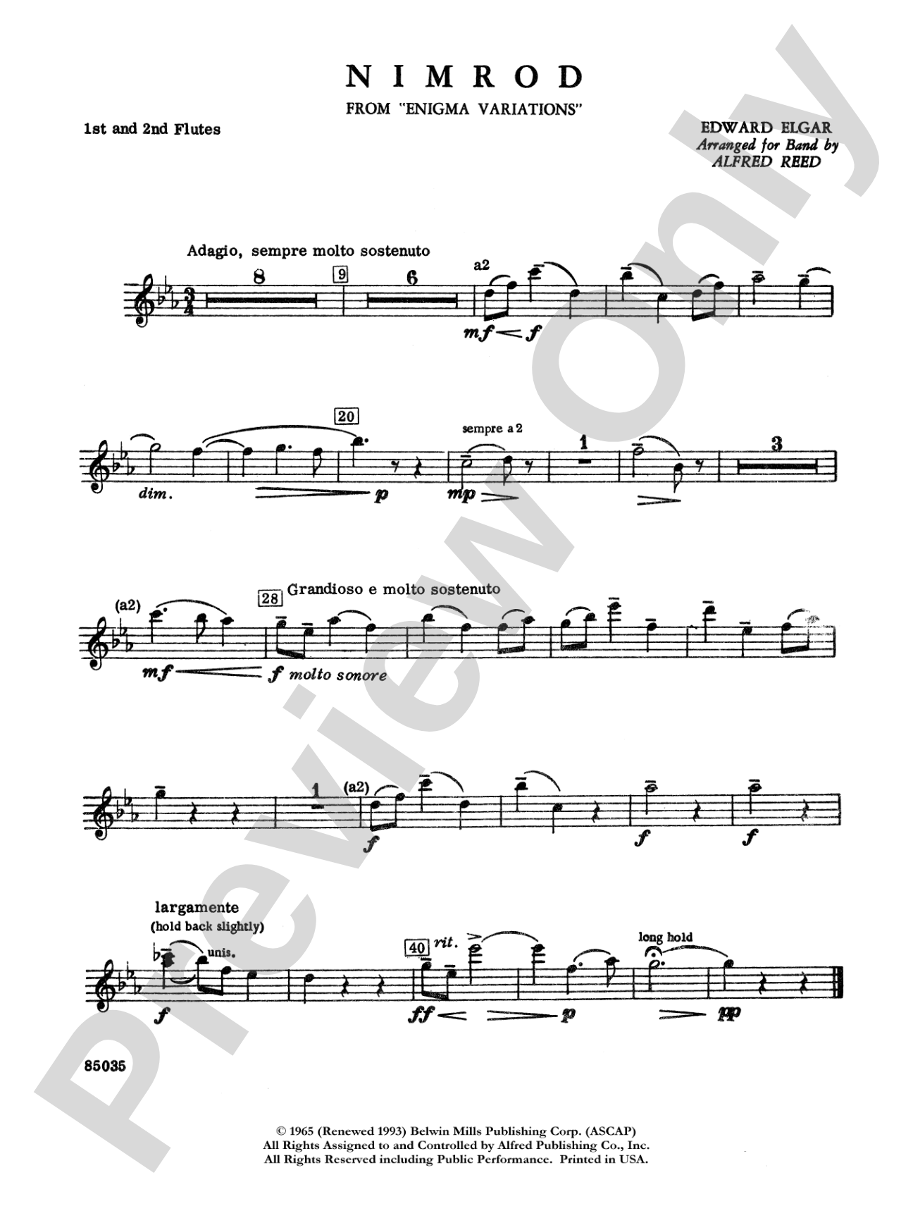 Nimrod (from Elgar's Variations): Flute