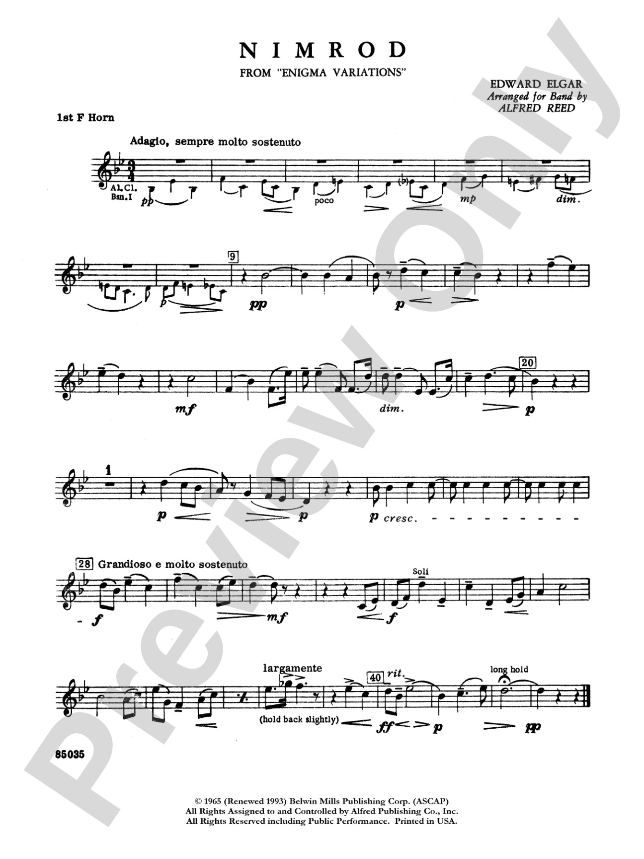 Nimrod (from Elgar's Variations): 1st F Horn