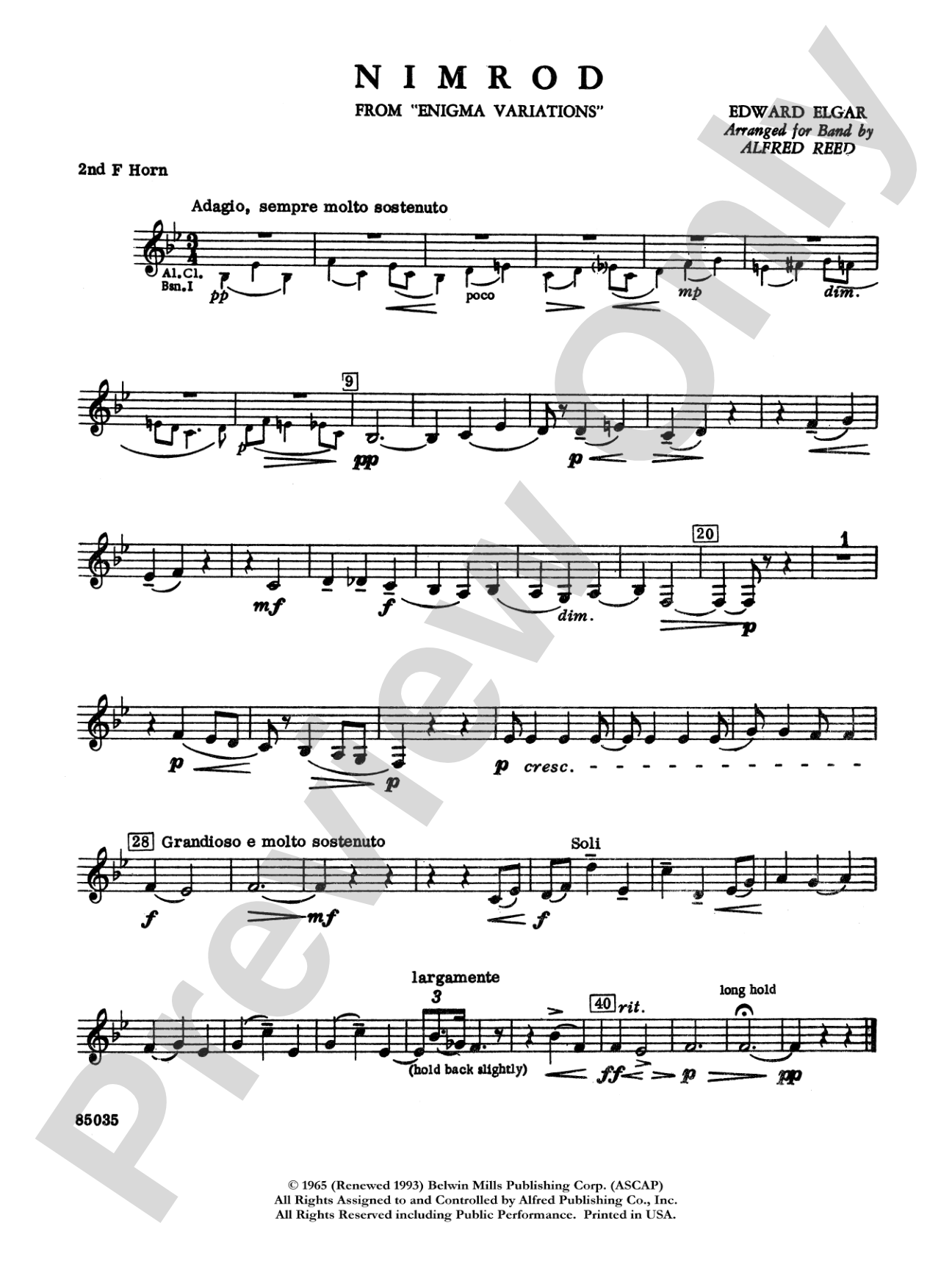 Nimrod (from Elgar's Variations): 2nd F Horn