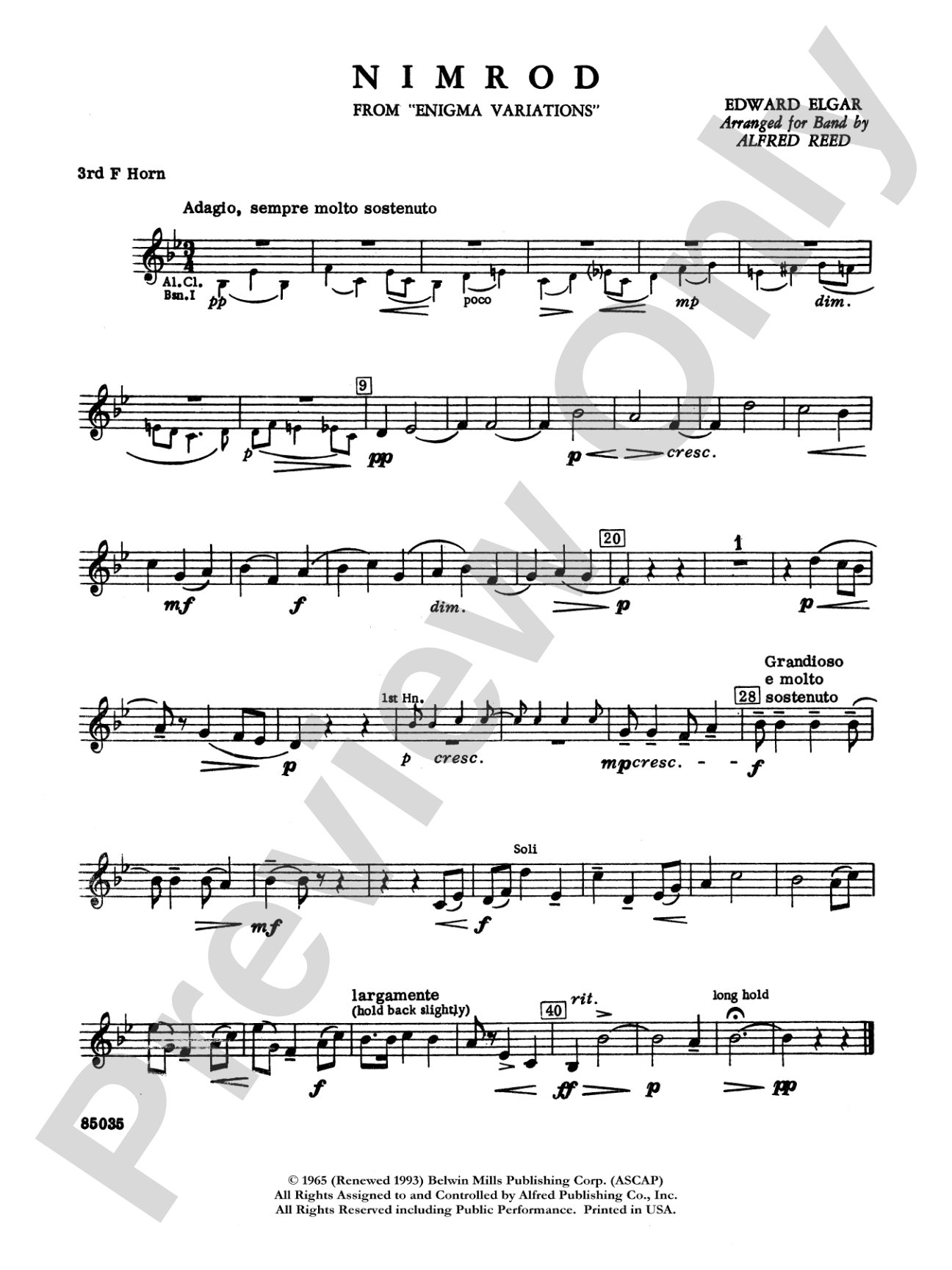 Nimrod (from Elgar's Variations): 3rd F Horn