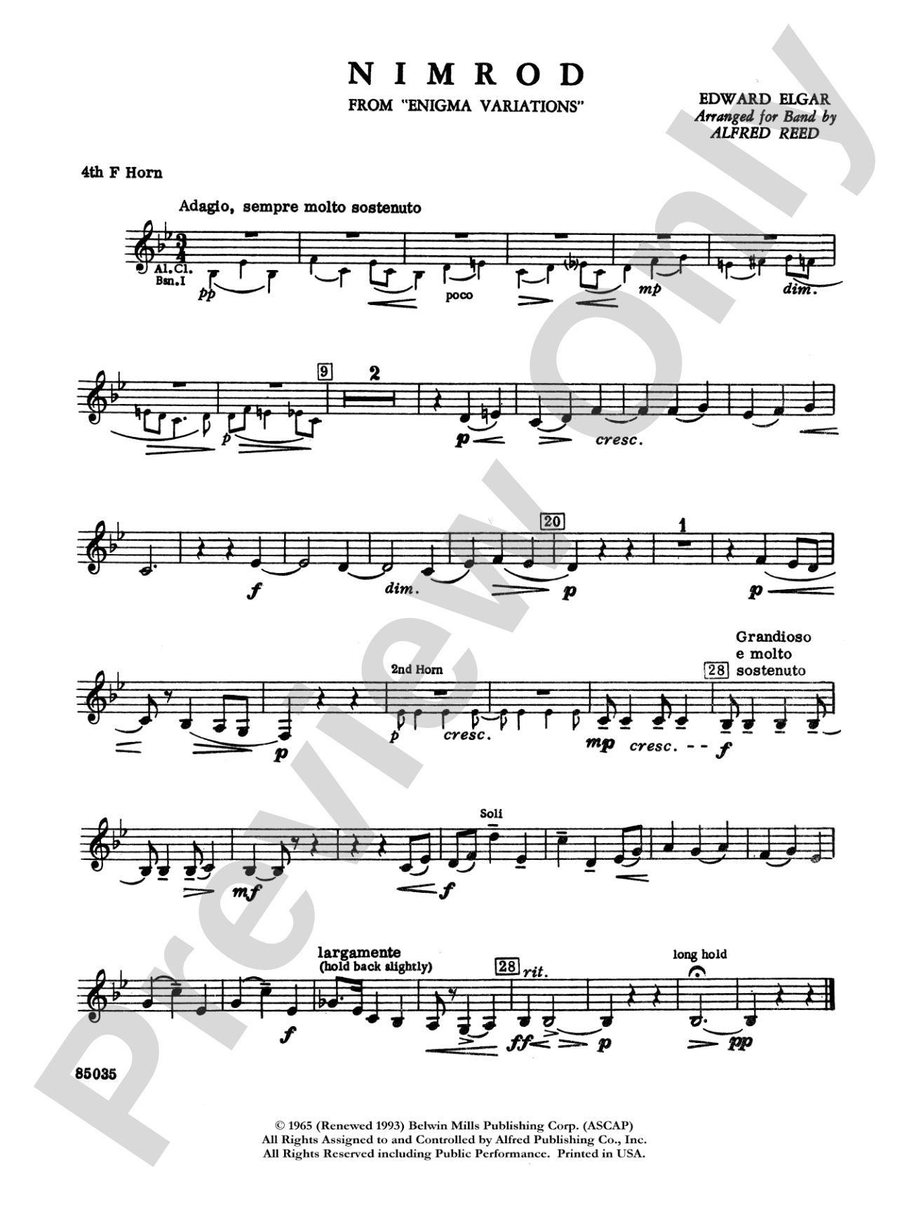 Nimrod (from Elgar's Variations): 4th F Horn