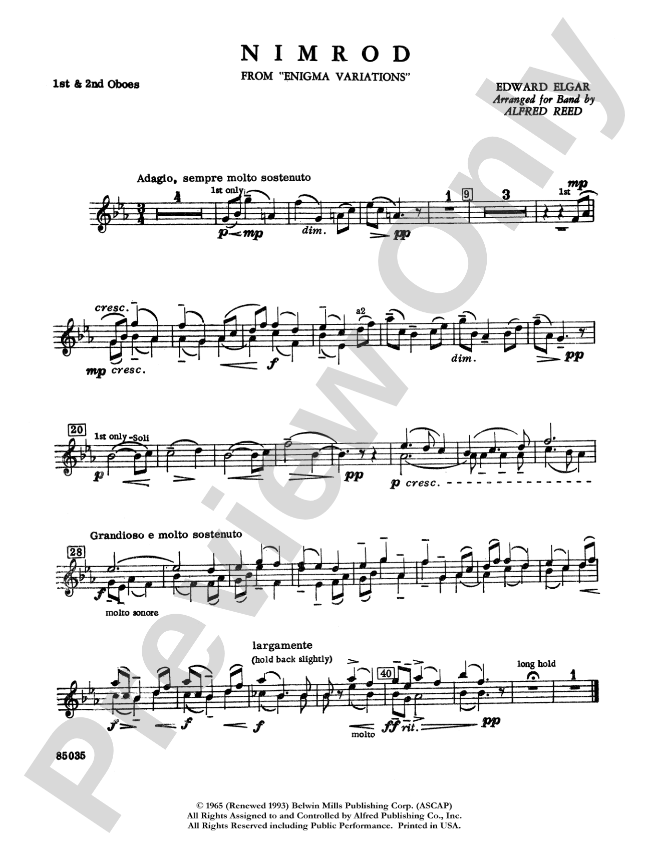 Nimrod (from Elgar's Variations): Oboe