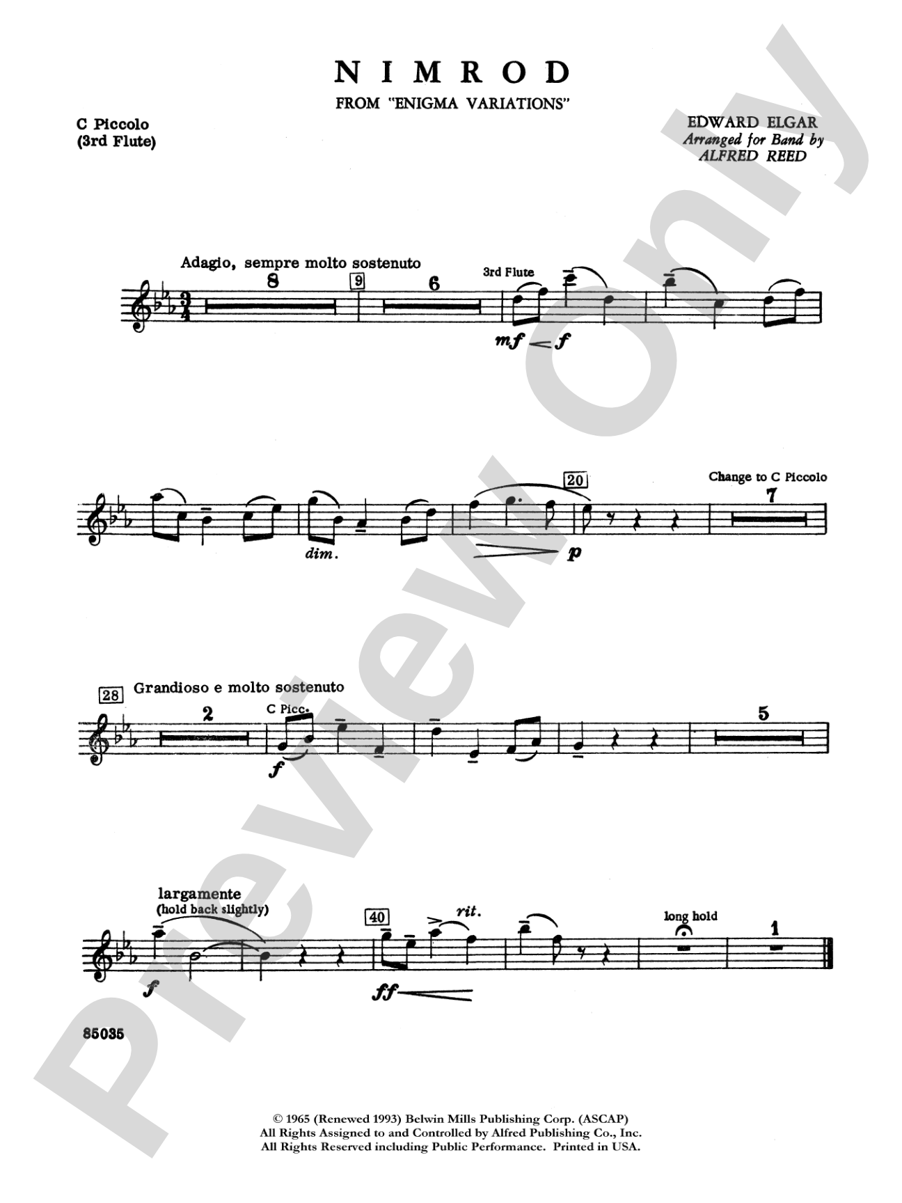 Nimrod (from Elgar's Variations): Piccolo