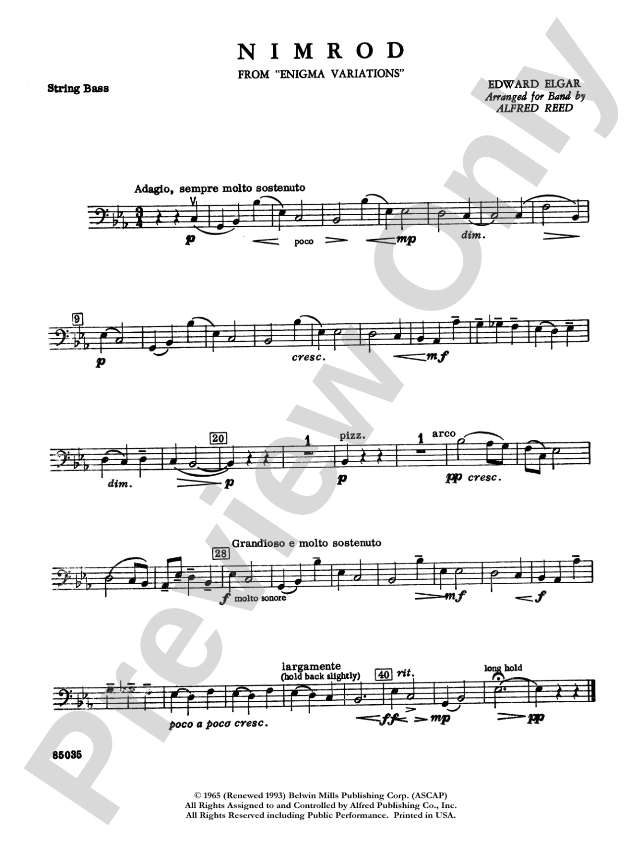 Nimrod (from Elgar's Variations): String Bass