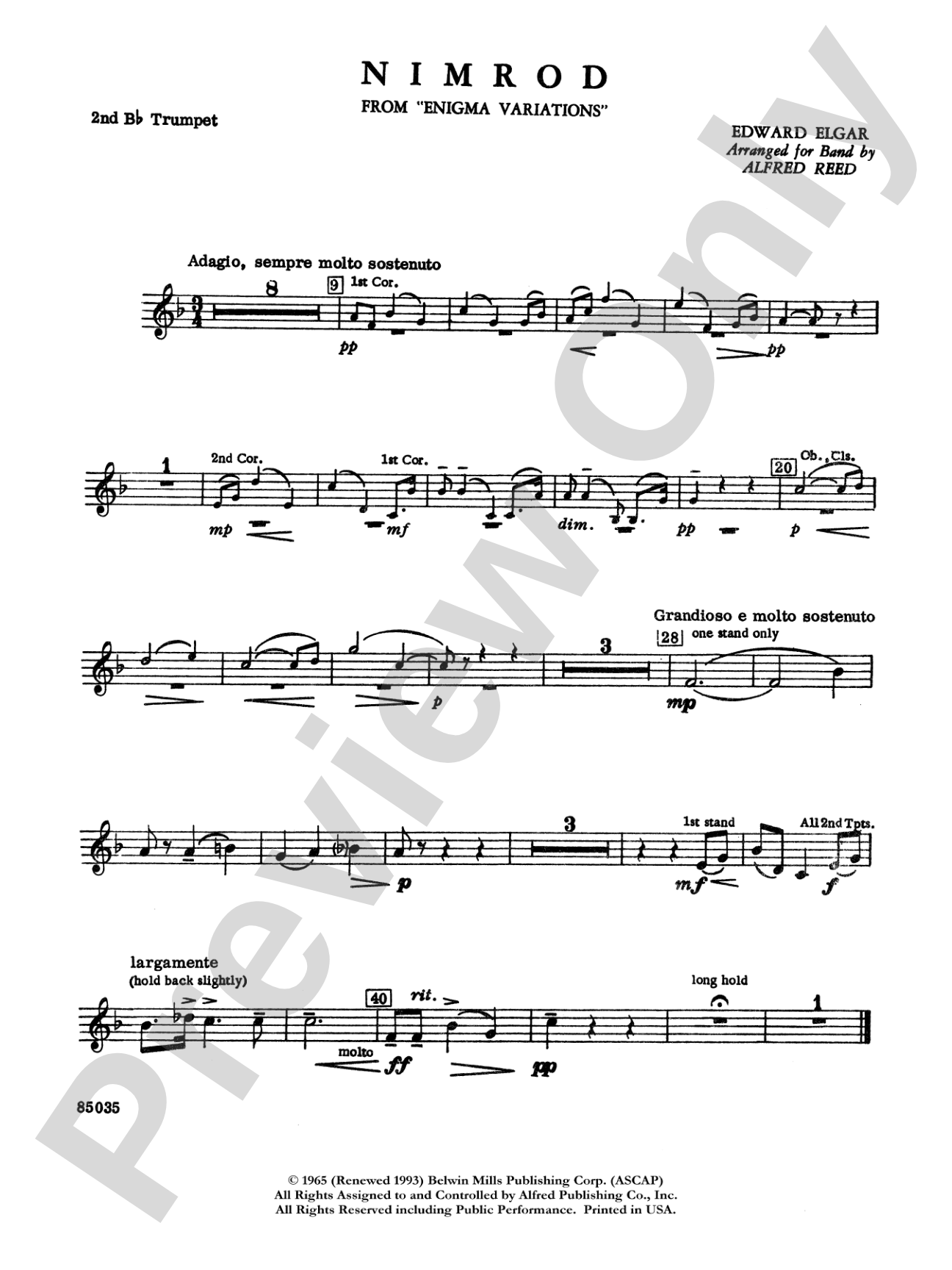 Nimrod (from Elgar's Variations): 2nd B-flat Trumpet