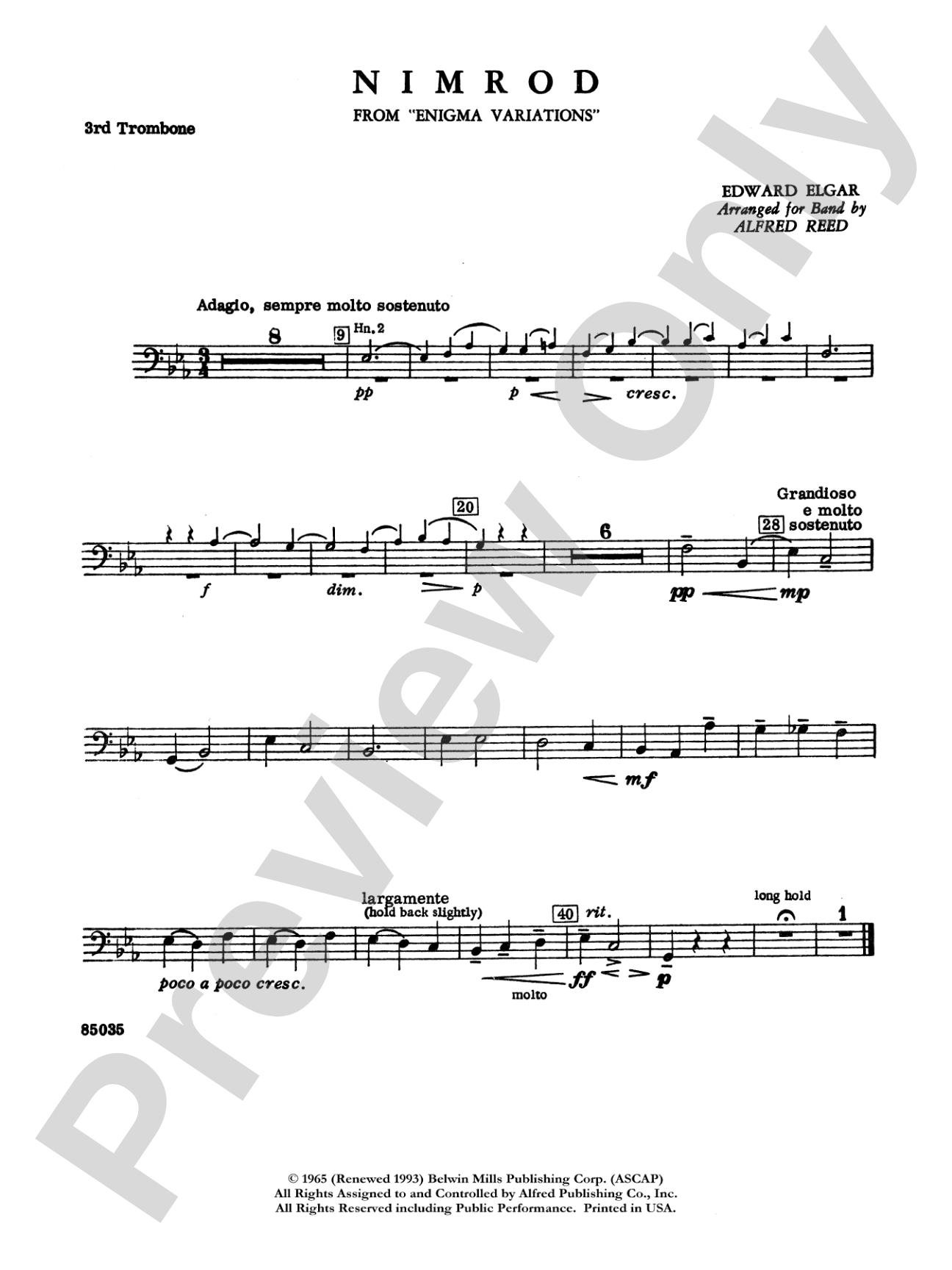 Nimrod (from Elgar's Variations): 3rd Trombone