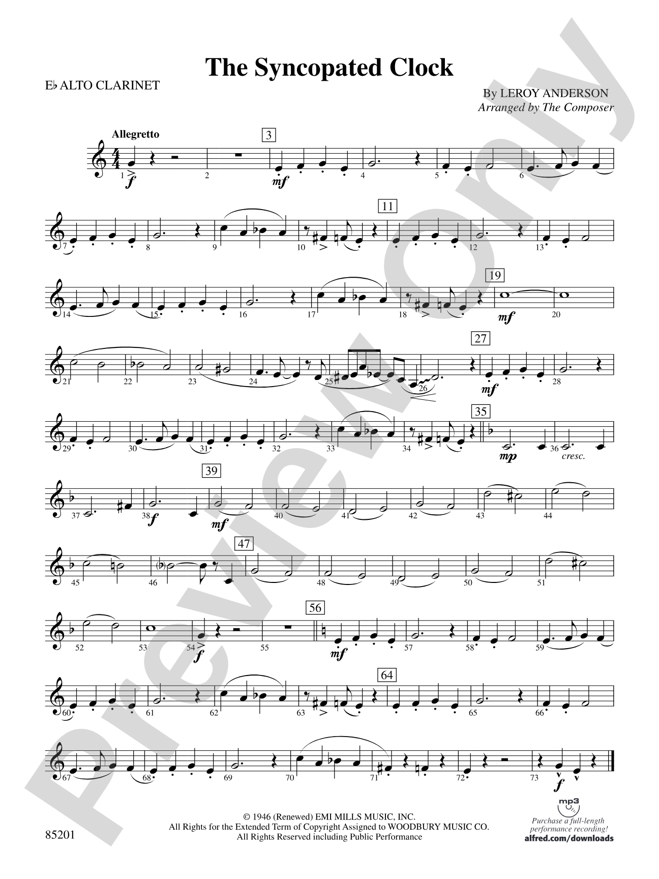 The Syncopated Clock: E-flat Alto Clarinet