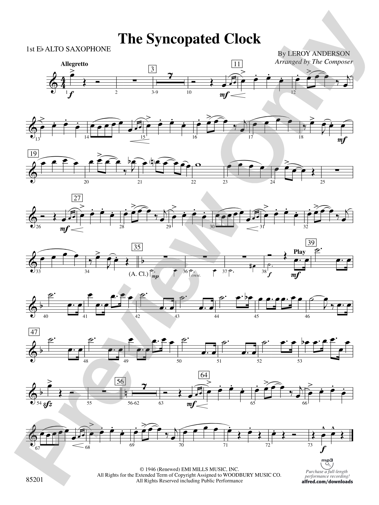 The Syncopated Clock: E-flat Alto Saxophone