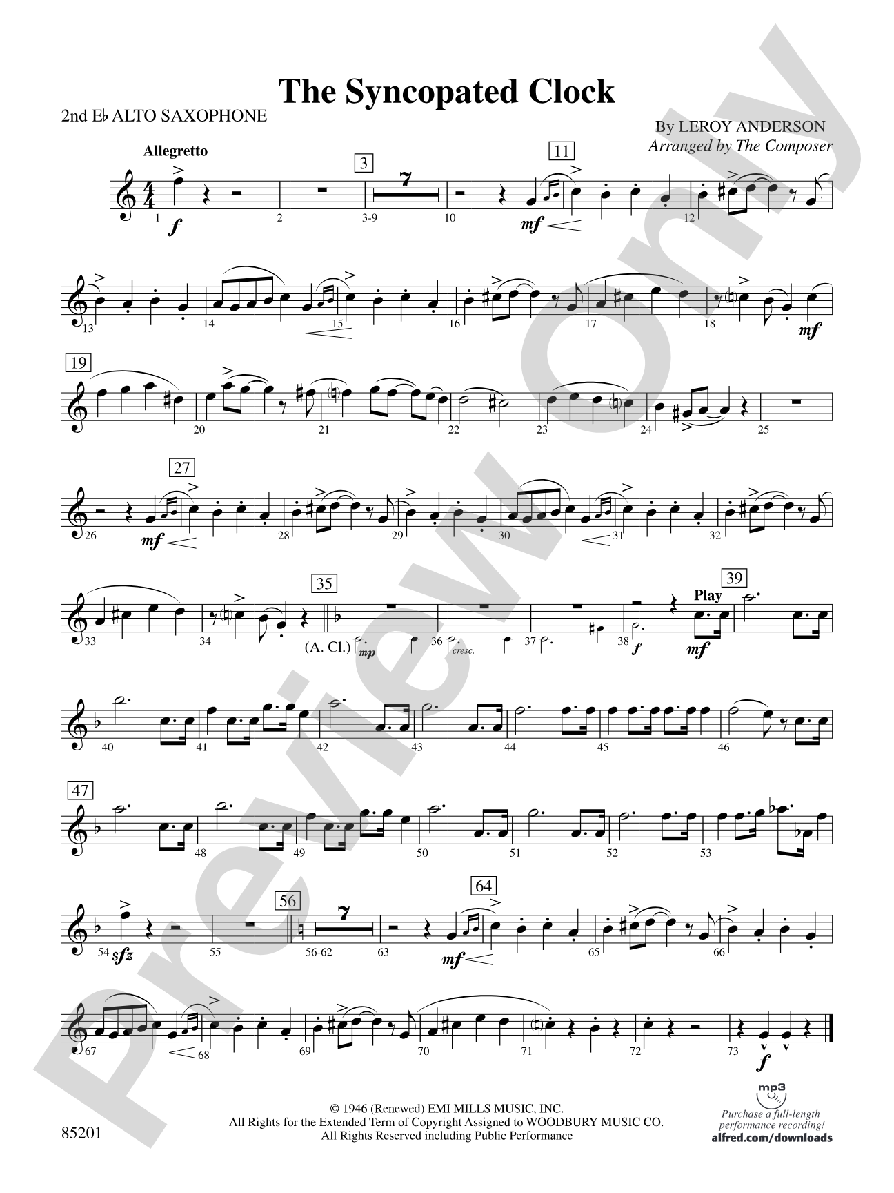The Syncopated Clock: 2nd E-flat Alto Saxophone