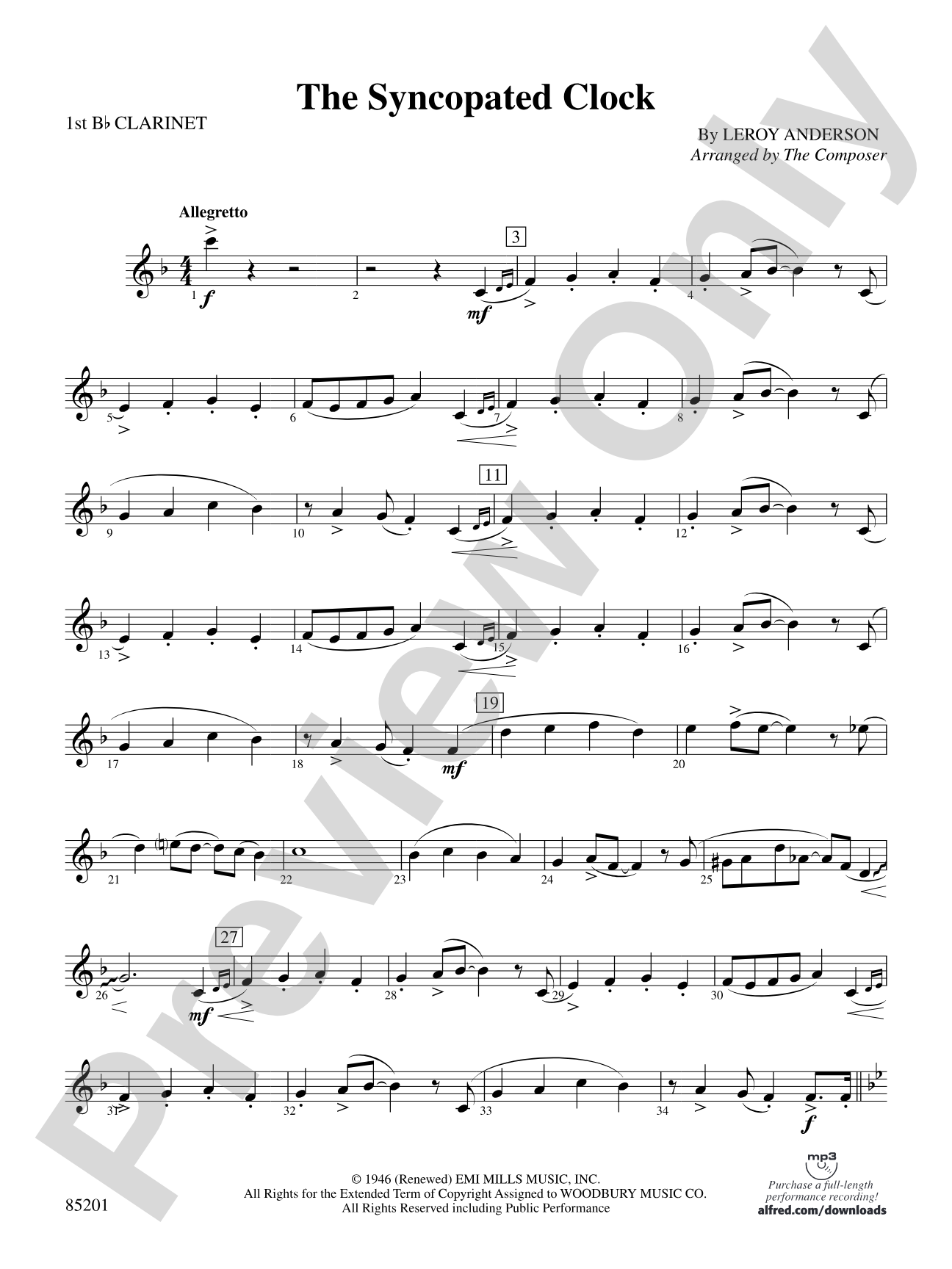 The Syncopated Clock: 1st B-flat Clarinet