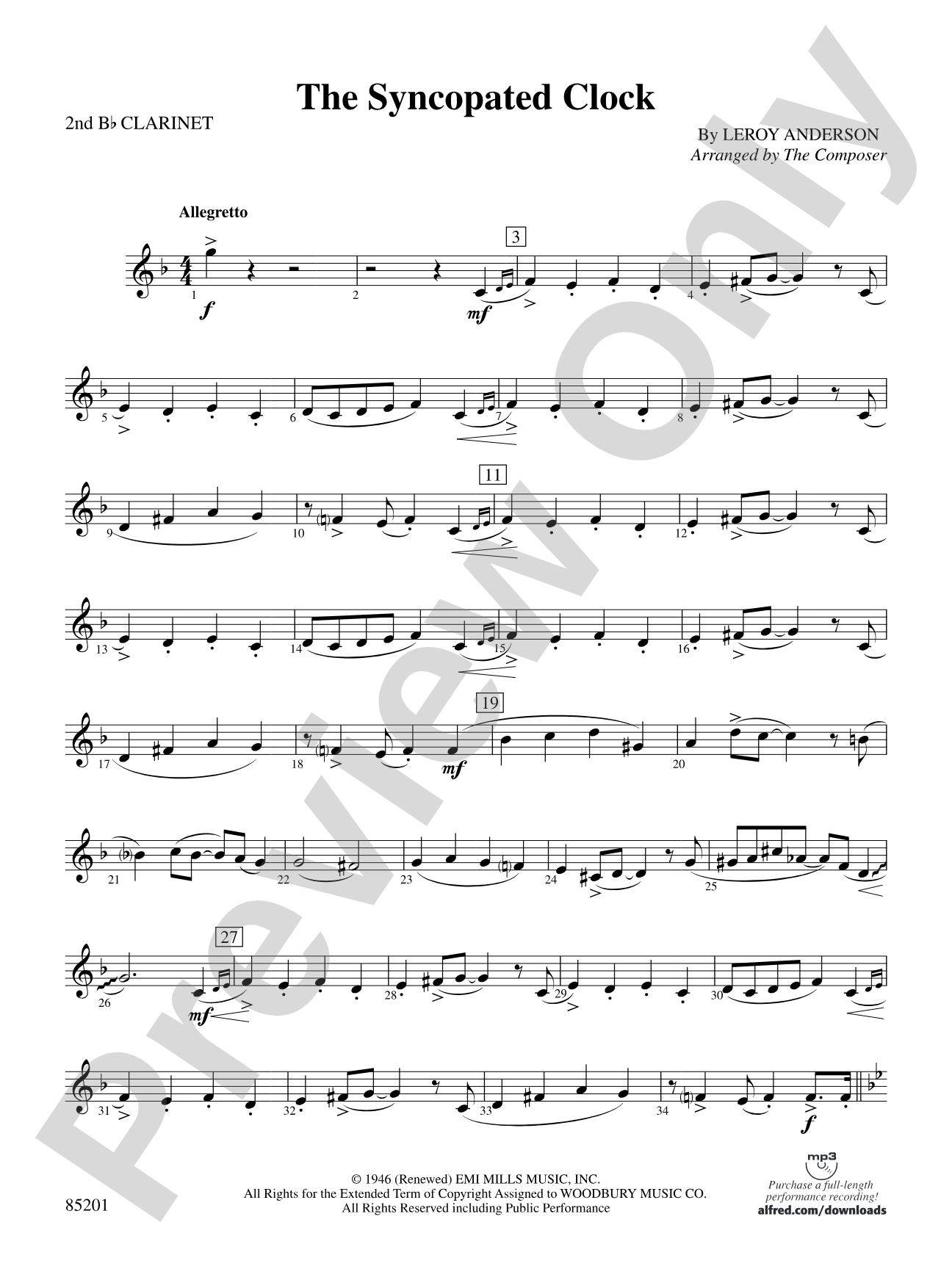 The Syncopated Clock: 2nd B-flat Clarinet