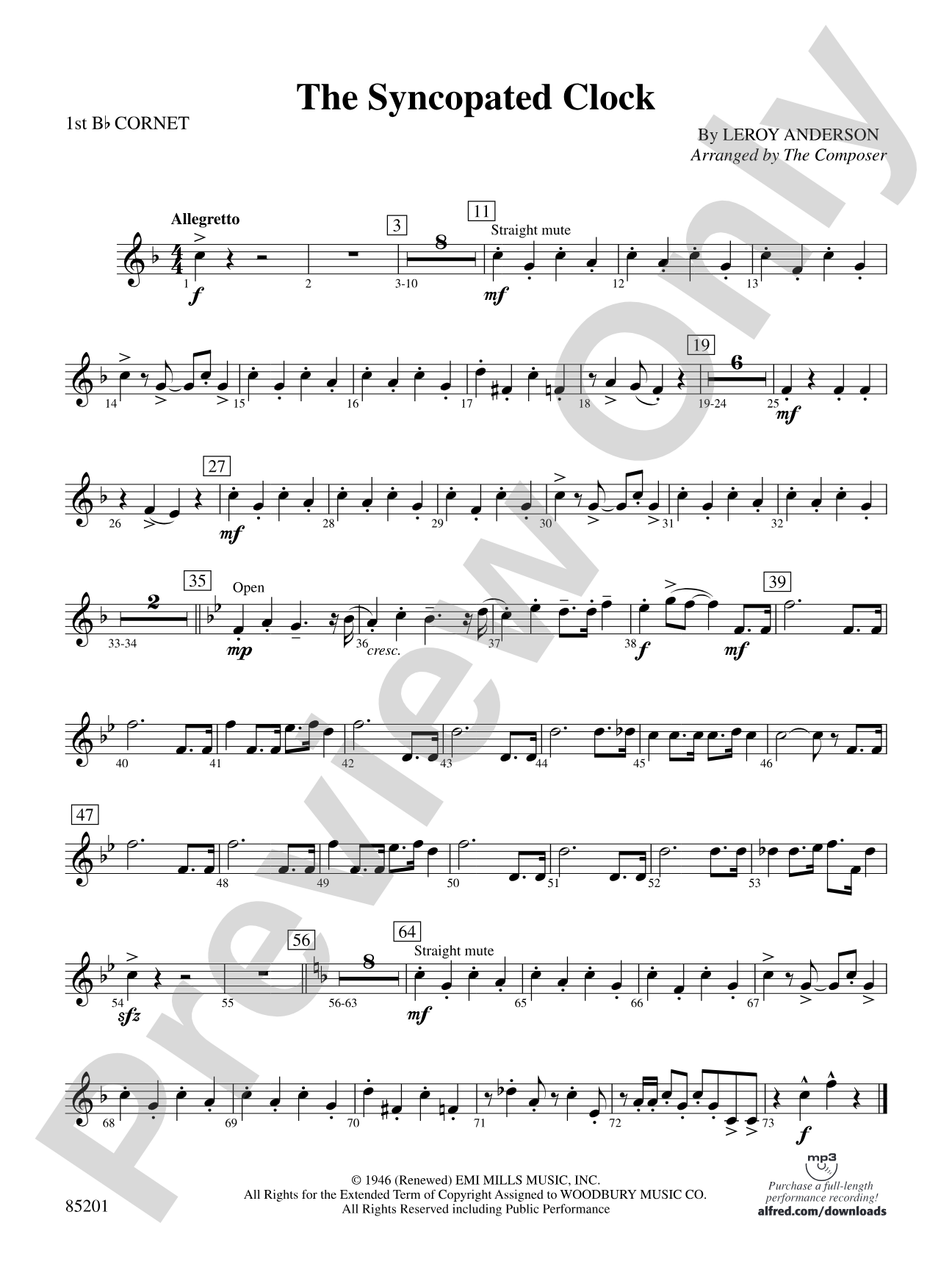 The Syncopated Clock: 1st B-flat Cornet