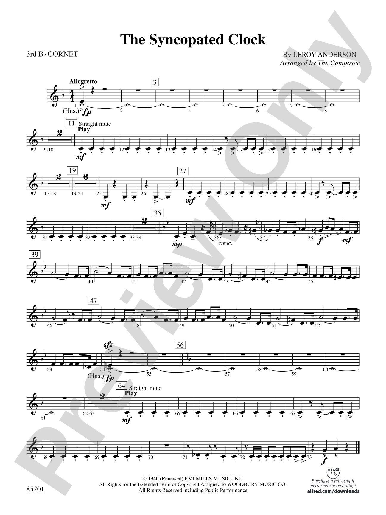 The Syncopated Clock: 3rd B-flat Cornet