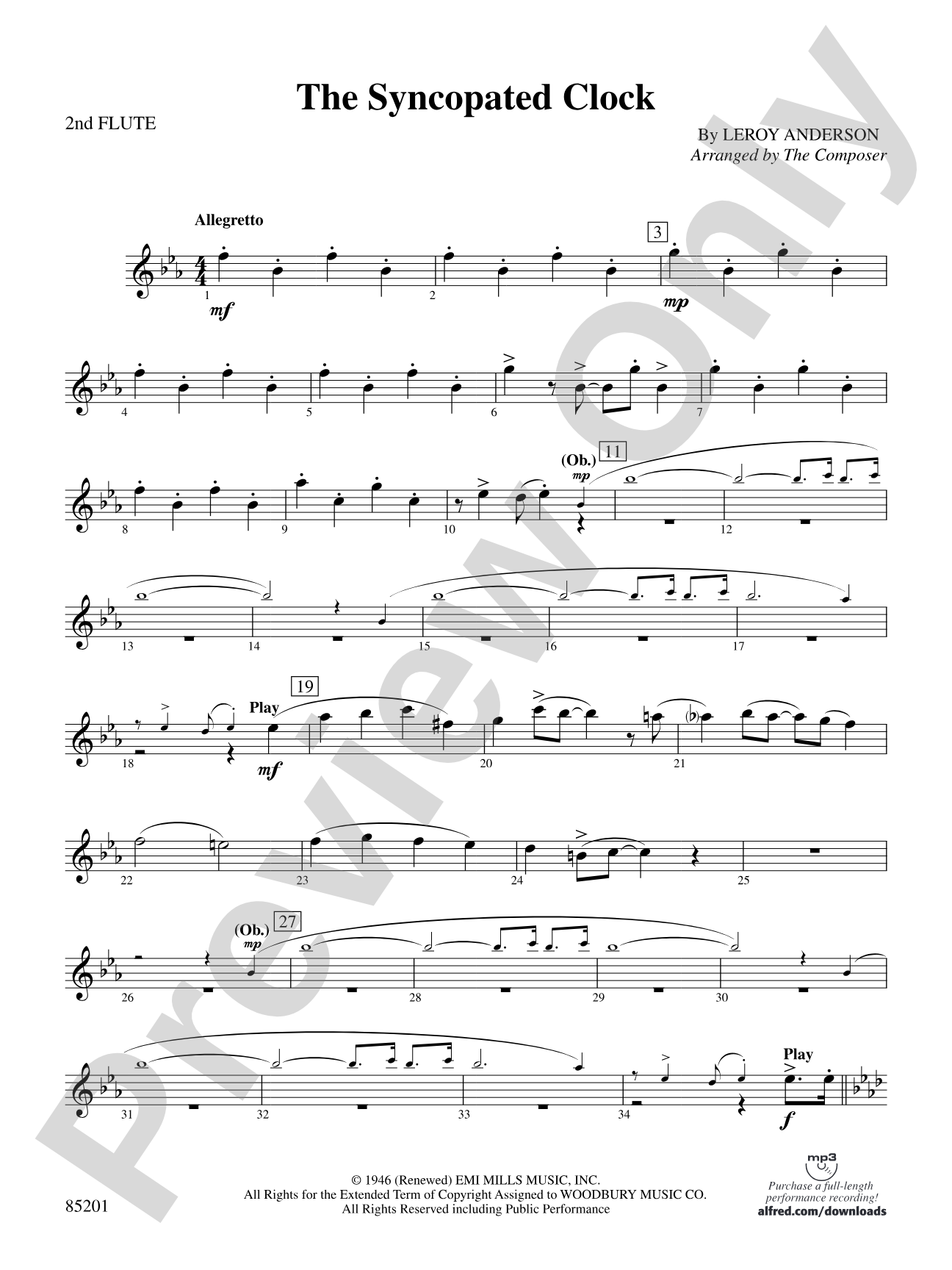 The Syncopated Clock: 2nd Flute
