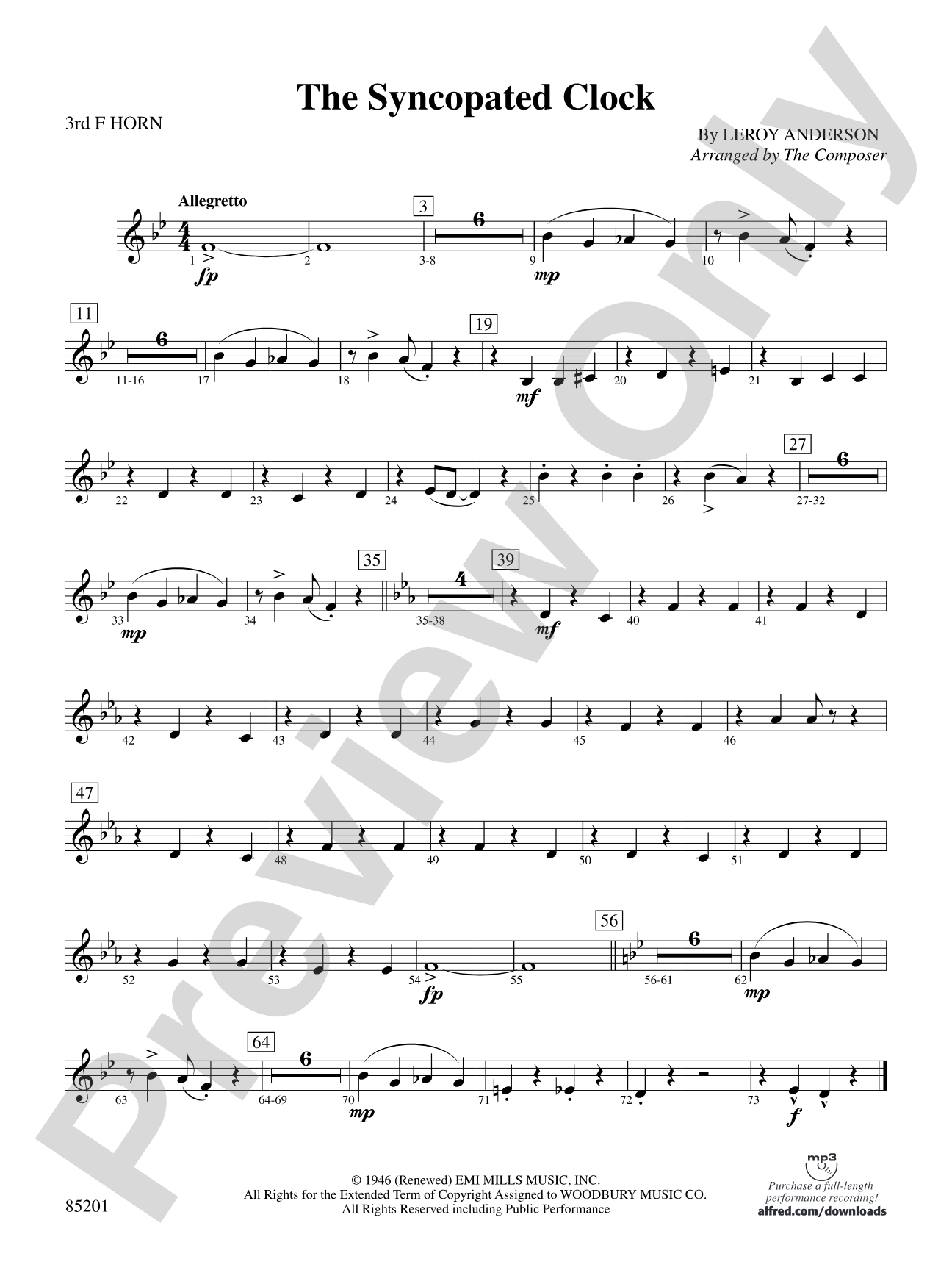 The Syncopated Clock: 3rd F Horn