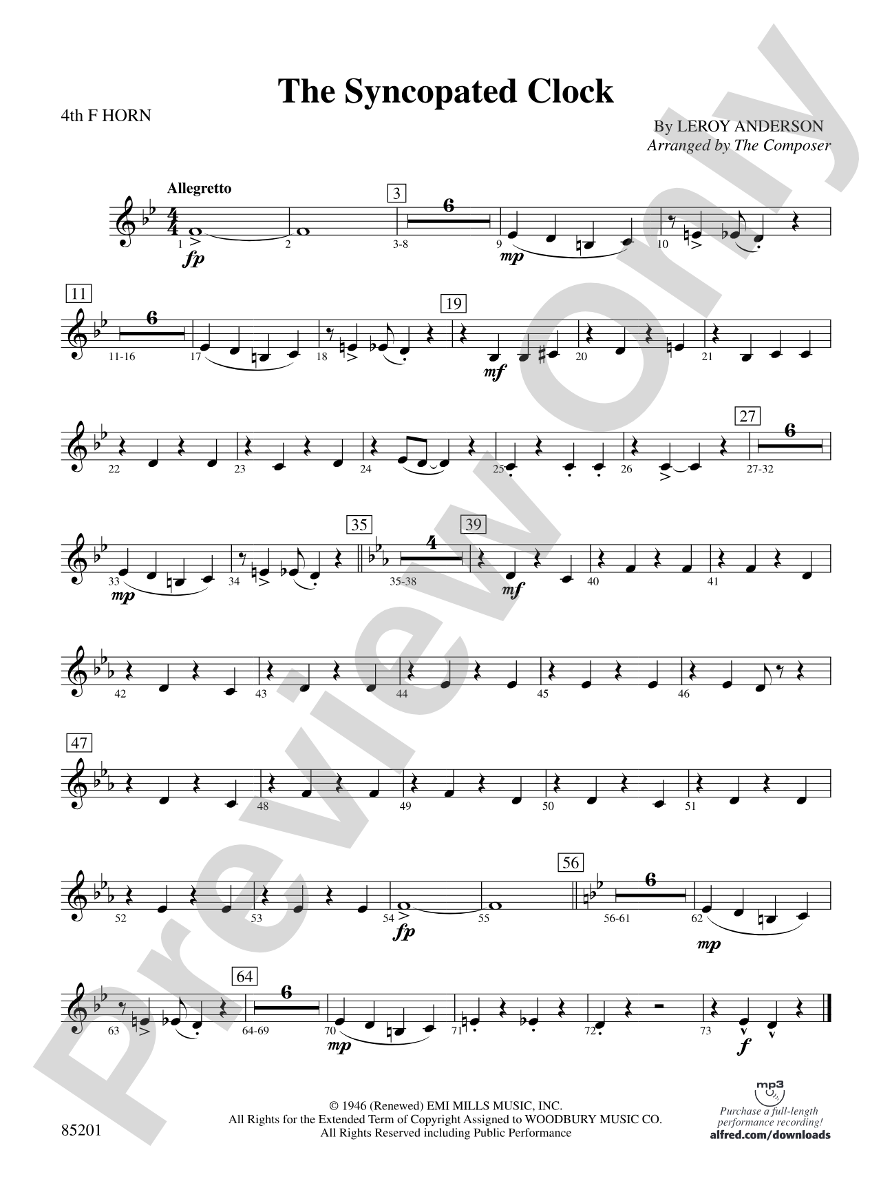 The Syncopated Clock: 4th F Horn