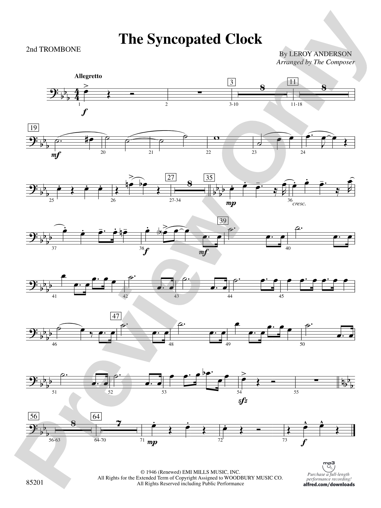 The Syncopated Clock: 2nd Trombone