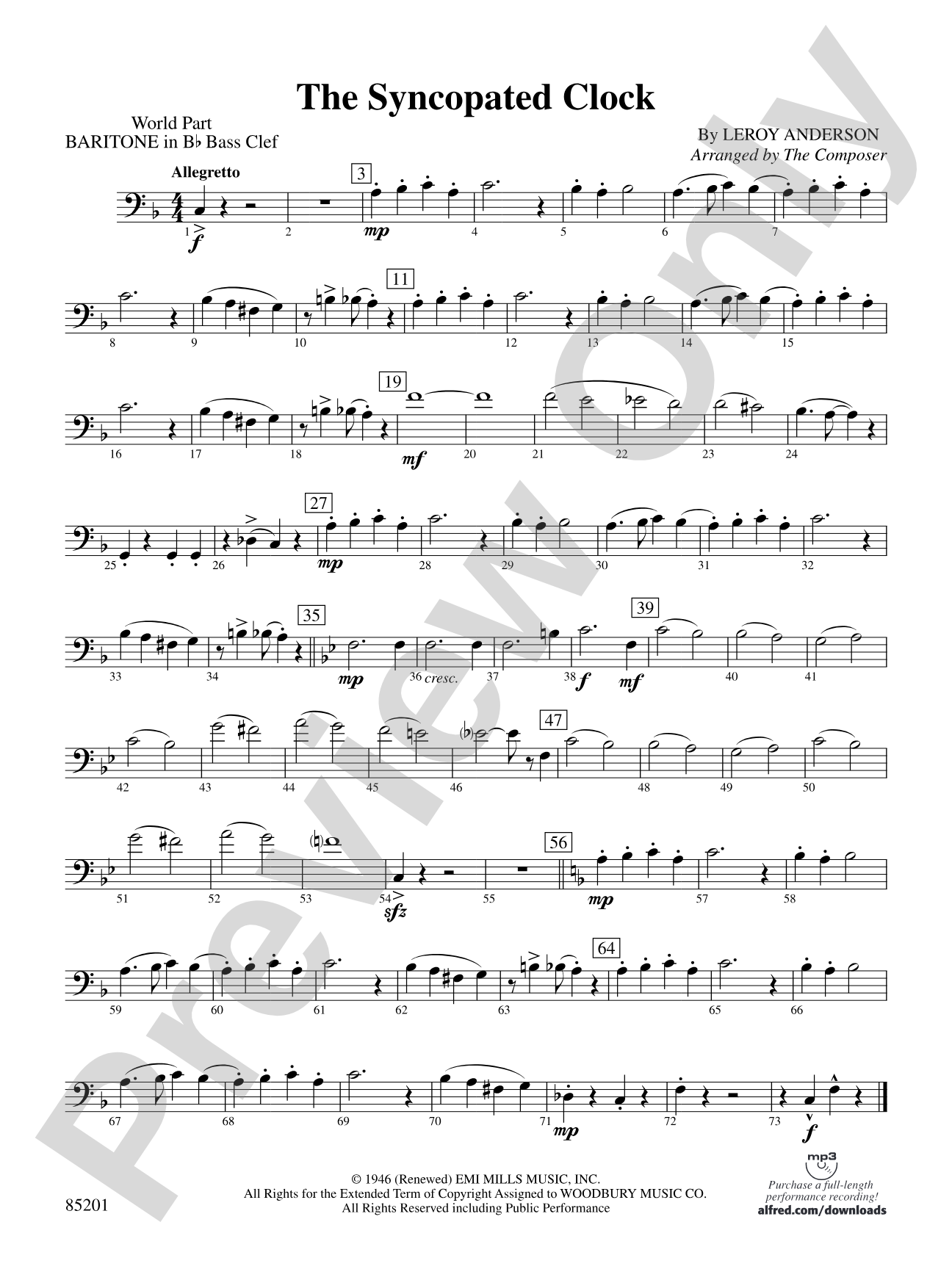 The Syncopated Clock: (wp) B-flat Baritone B.C.