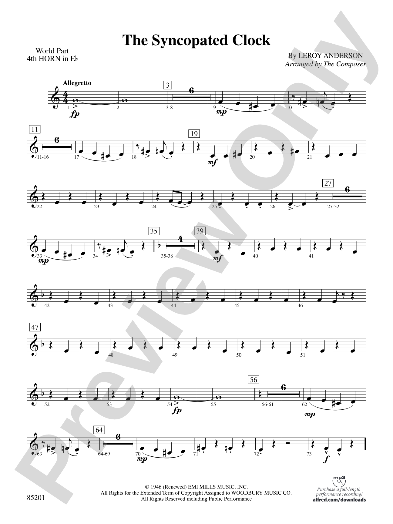 The Syncopated Clock: (wp) 4th Horn in E-flat