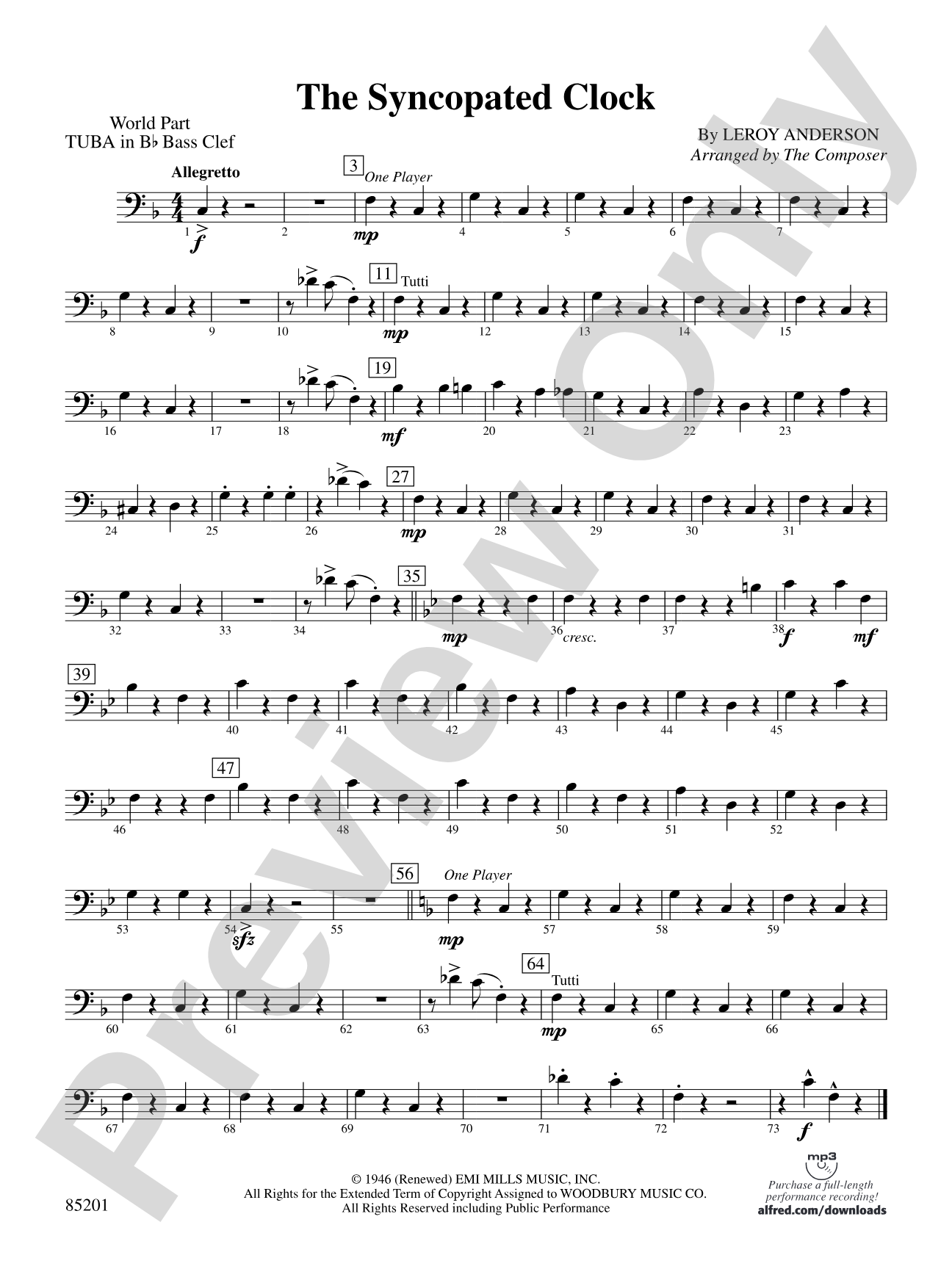The Syncopated Clock: (wp) B-flat Tuba B.C.
