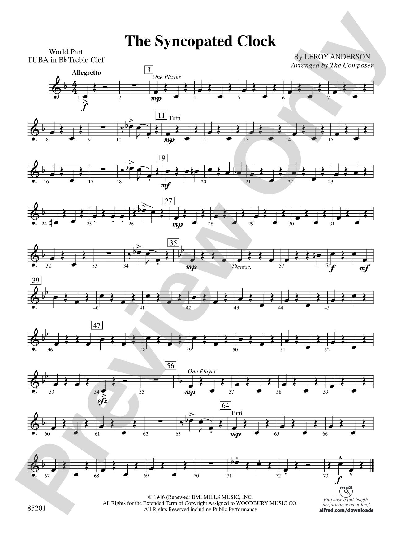 The Syncopated Clock: (wp) B-flat Tuba T.C.