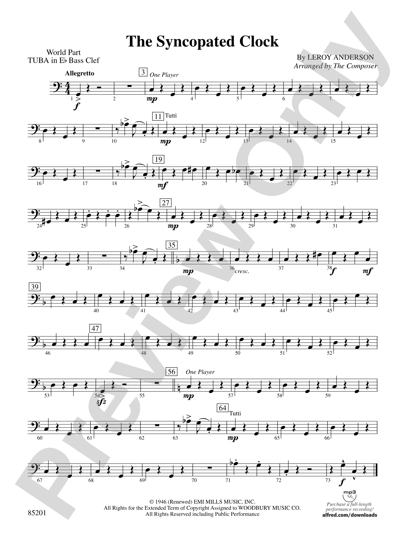 The Syncopated Clock: (wp) E-flat Tuba B.C.