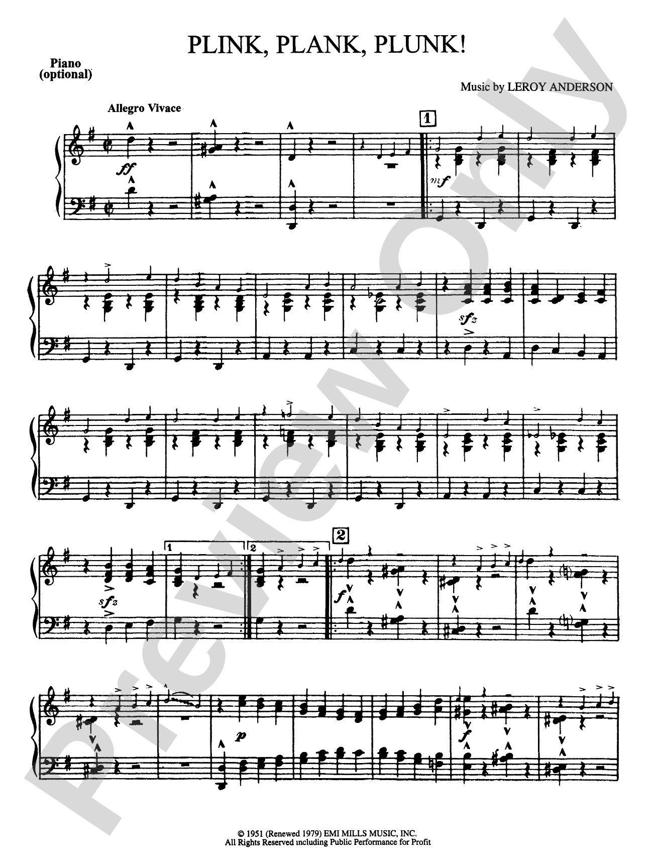 Plink, Plank, Plunk!: Piano Accompaniment
