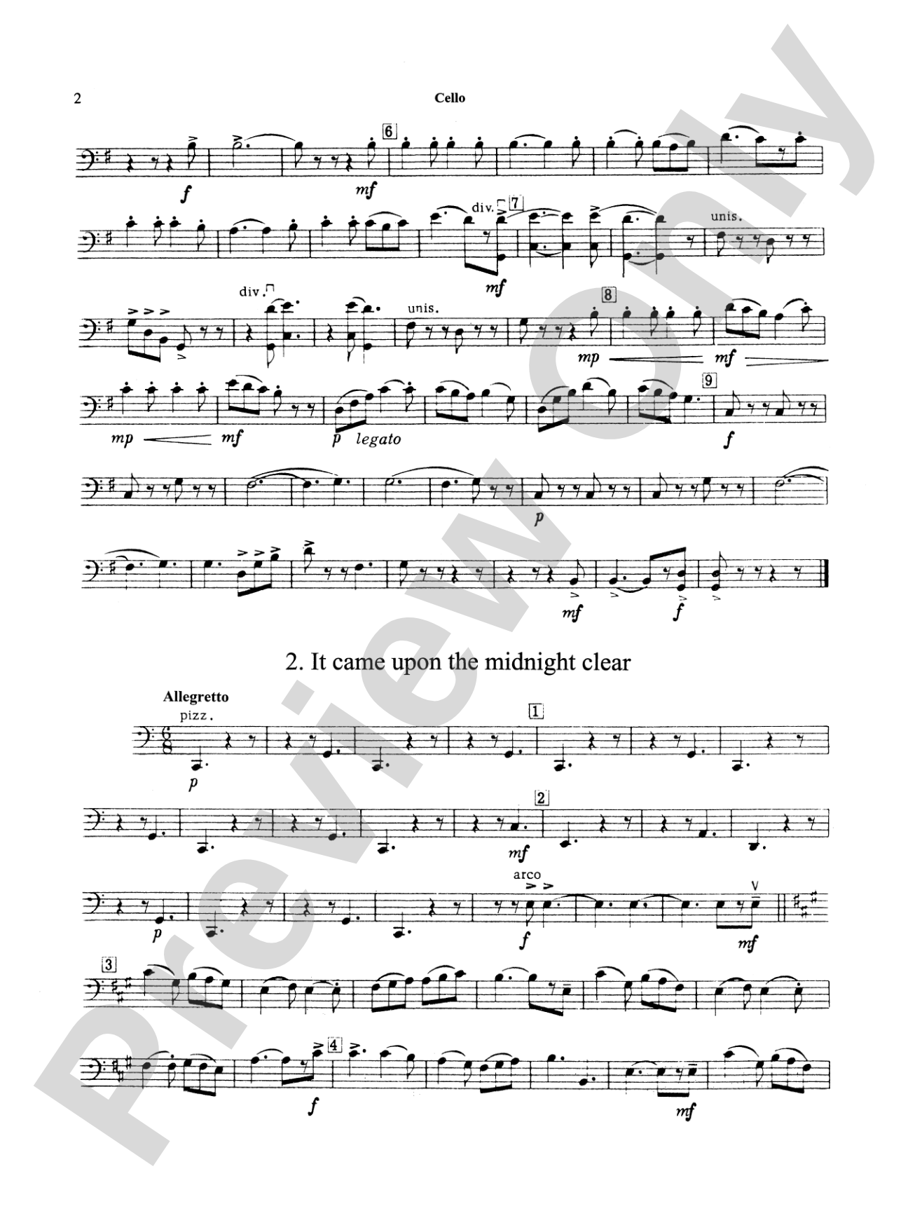 Suite of Carols: Cello
