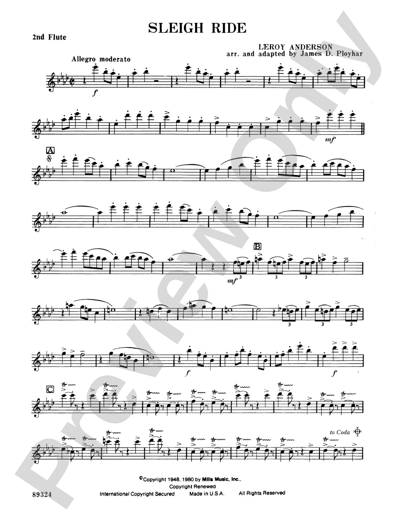 Sleigh Ride: 2nd Flute