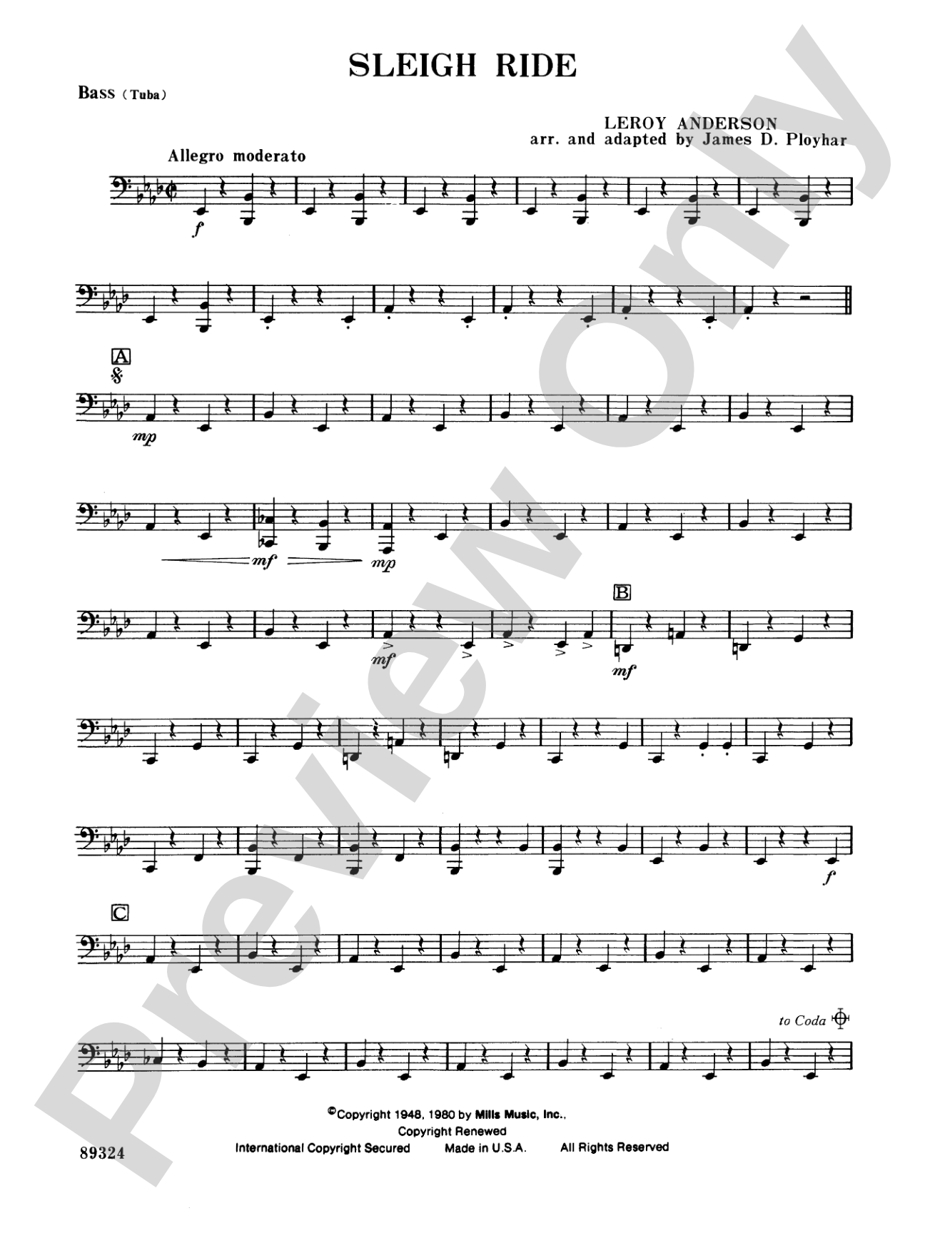 Sleigh Ride: Tuba