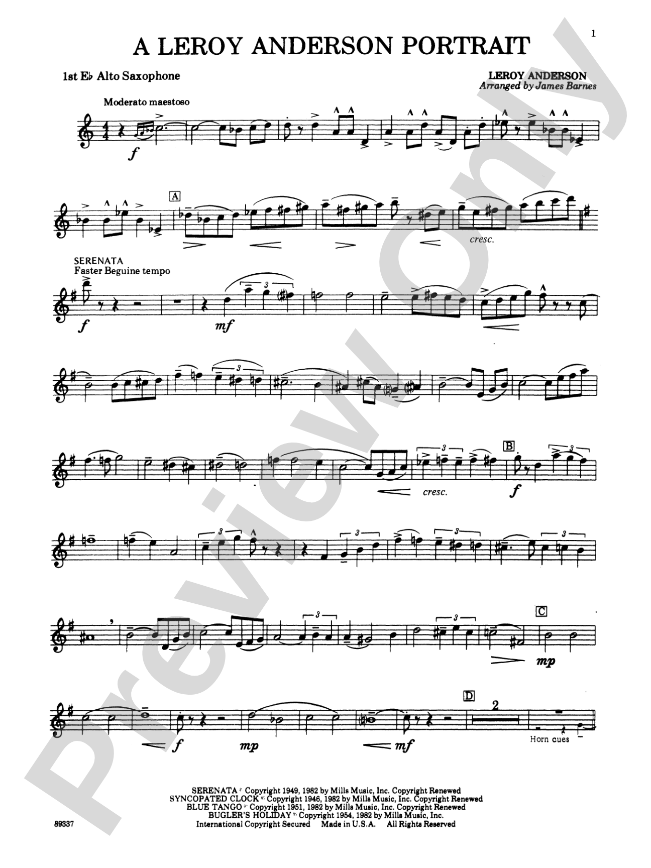Leroy Anderson Portrait: E-flat Alto Saxophone