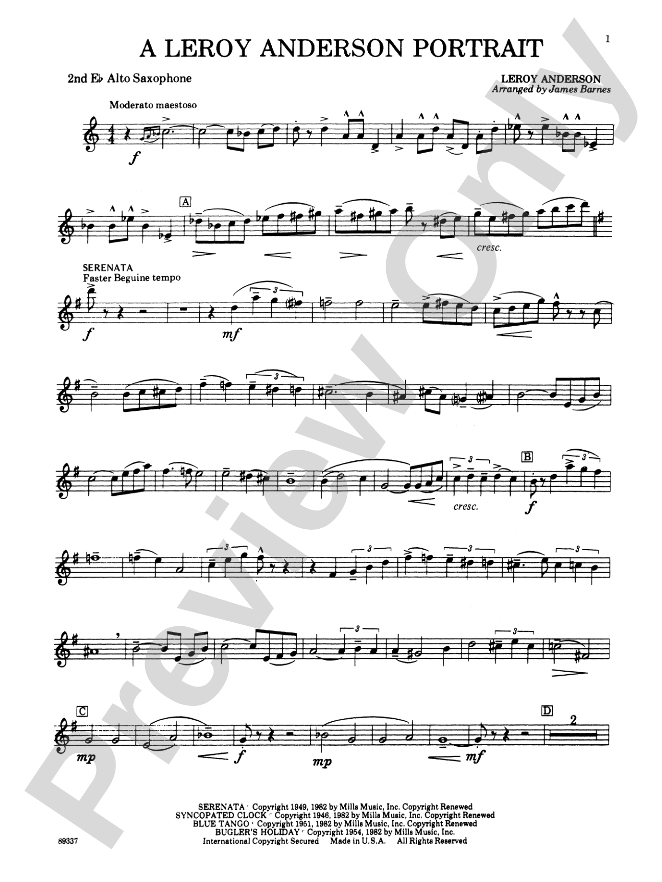 Leroy Anderson Portrait: 2nd E-flat Alto Saxophone