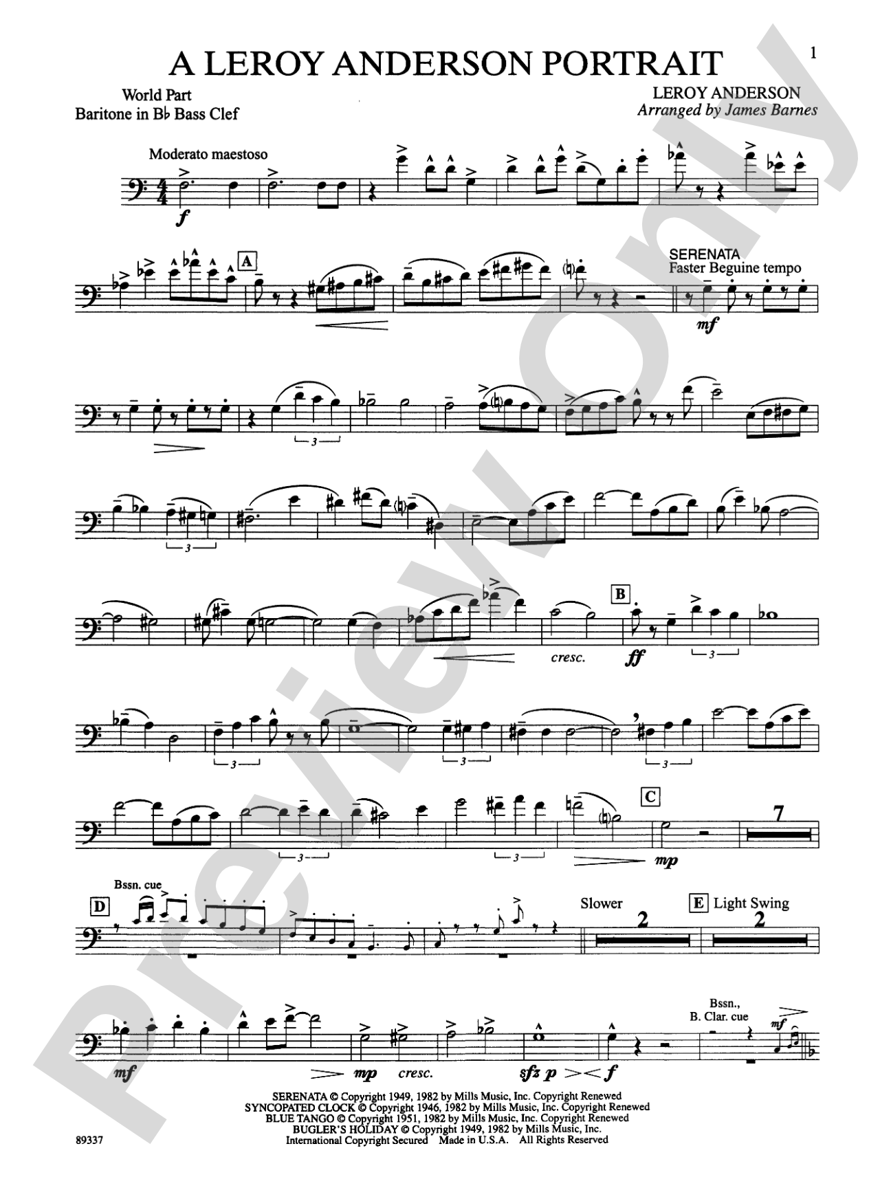 Leroy Anderson Portrait: WP B-flat Baritone B.C.