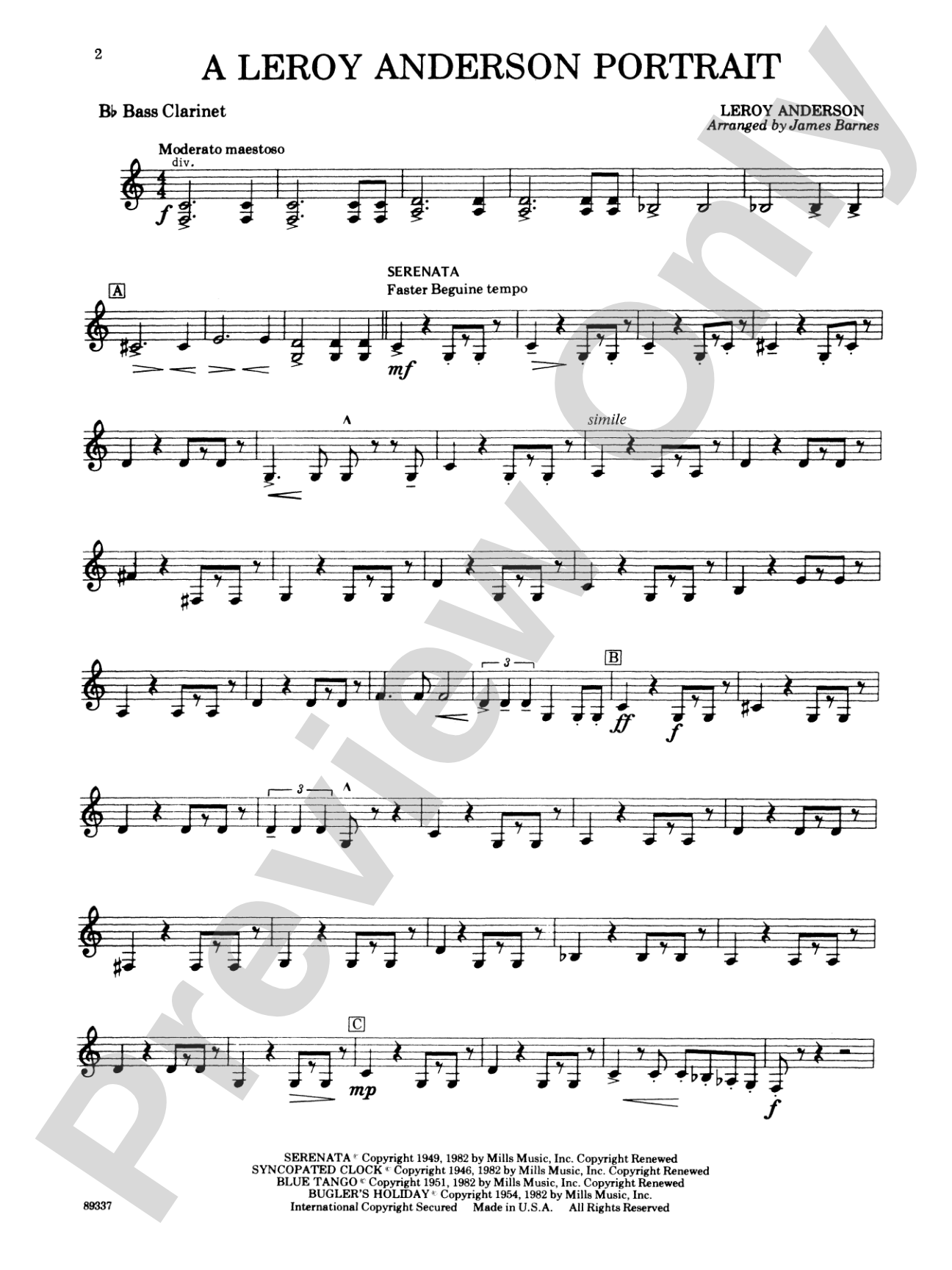 Leroy Anderson Portrait: B-flat Bass Clarinet