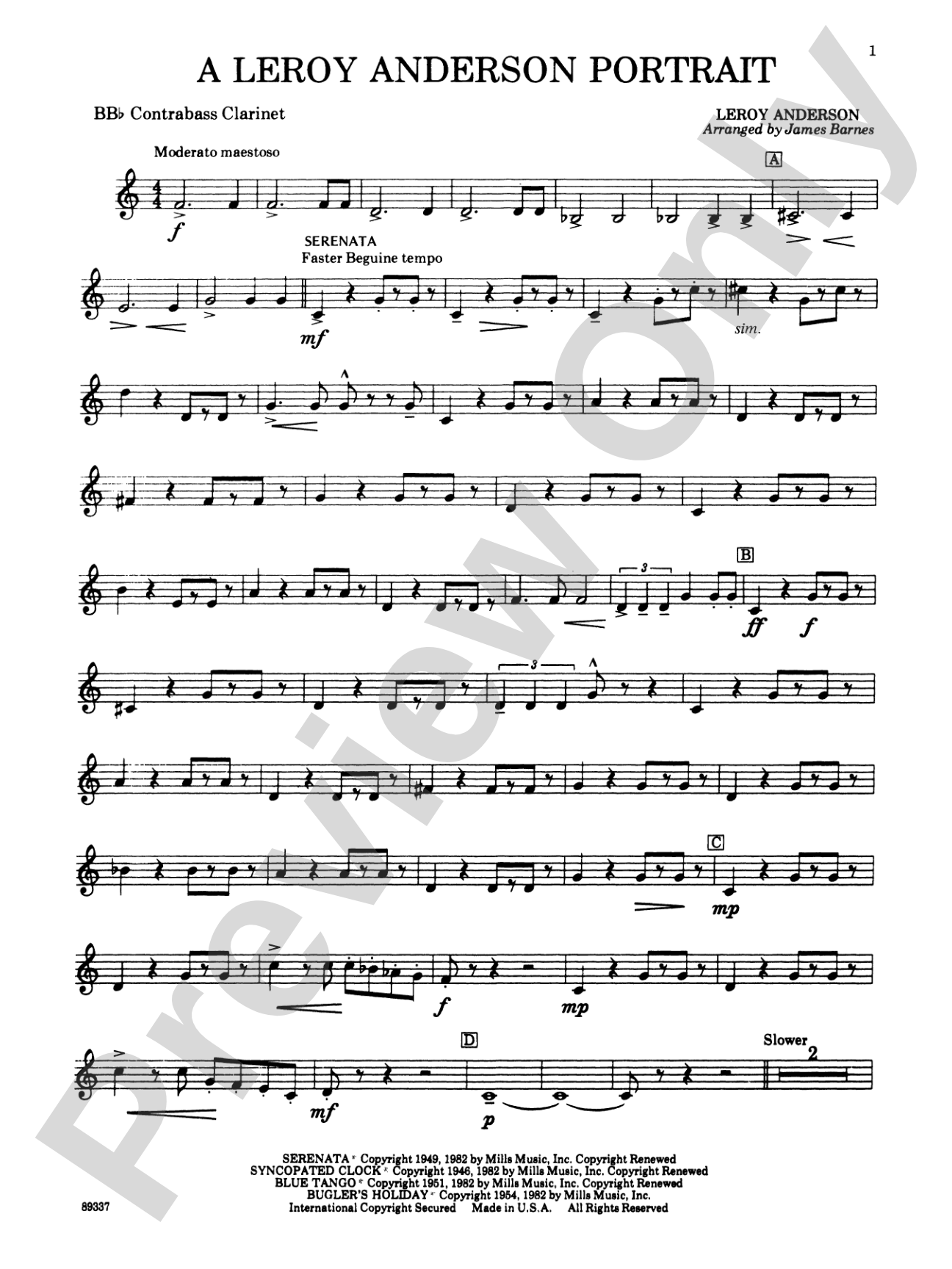 Leroy Anderson Portrait: B-flat Contrabass Clarinet