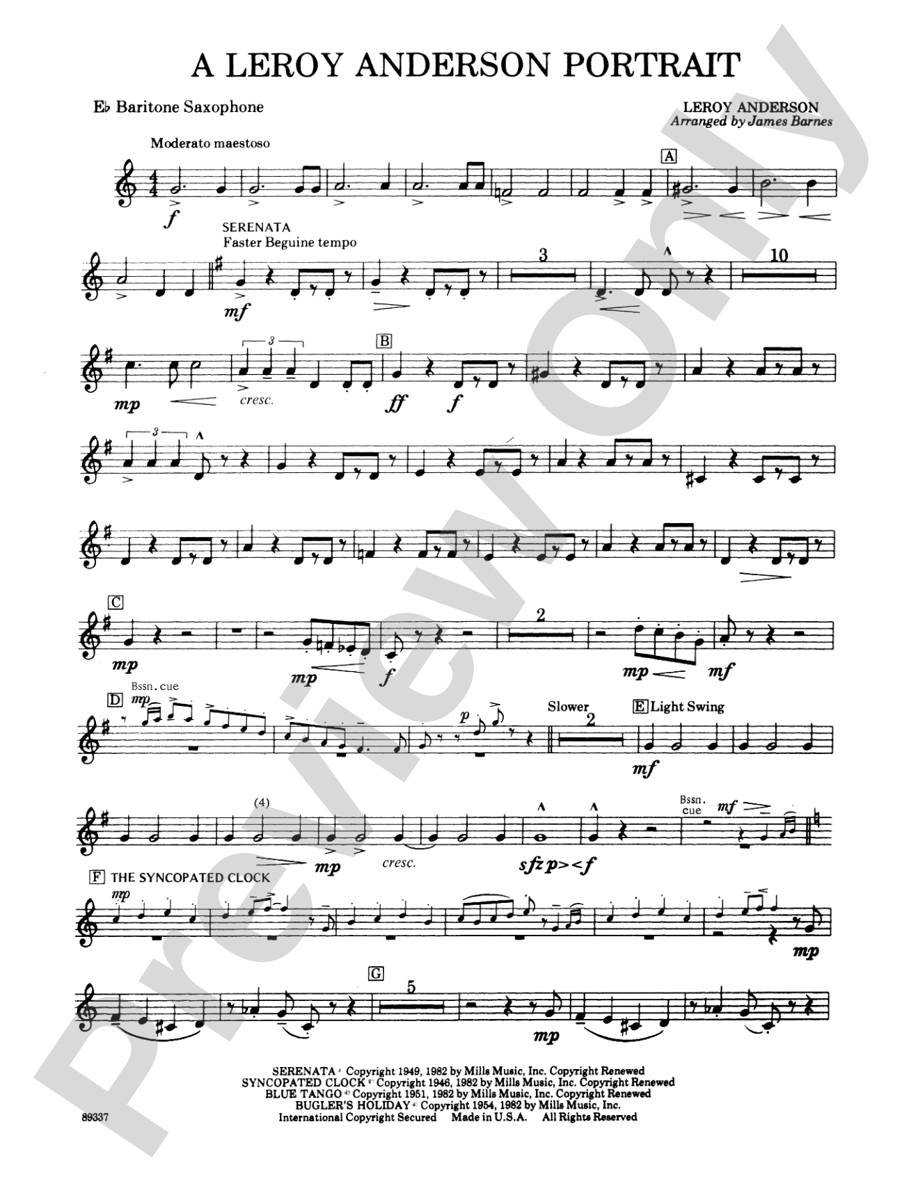 Leroy Anderson Portrait: E-flat Baritone Saxophone