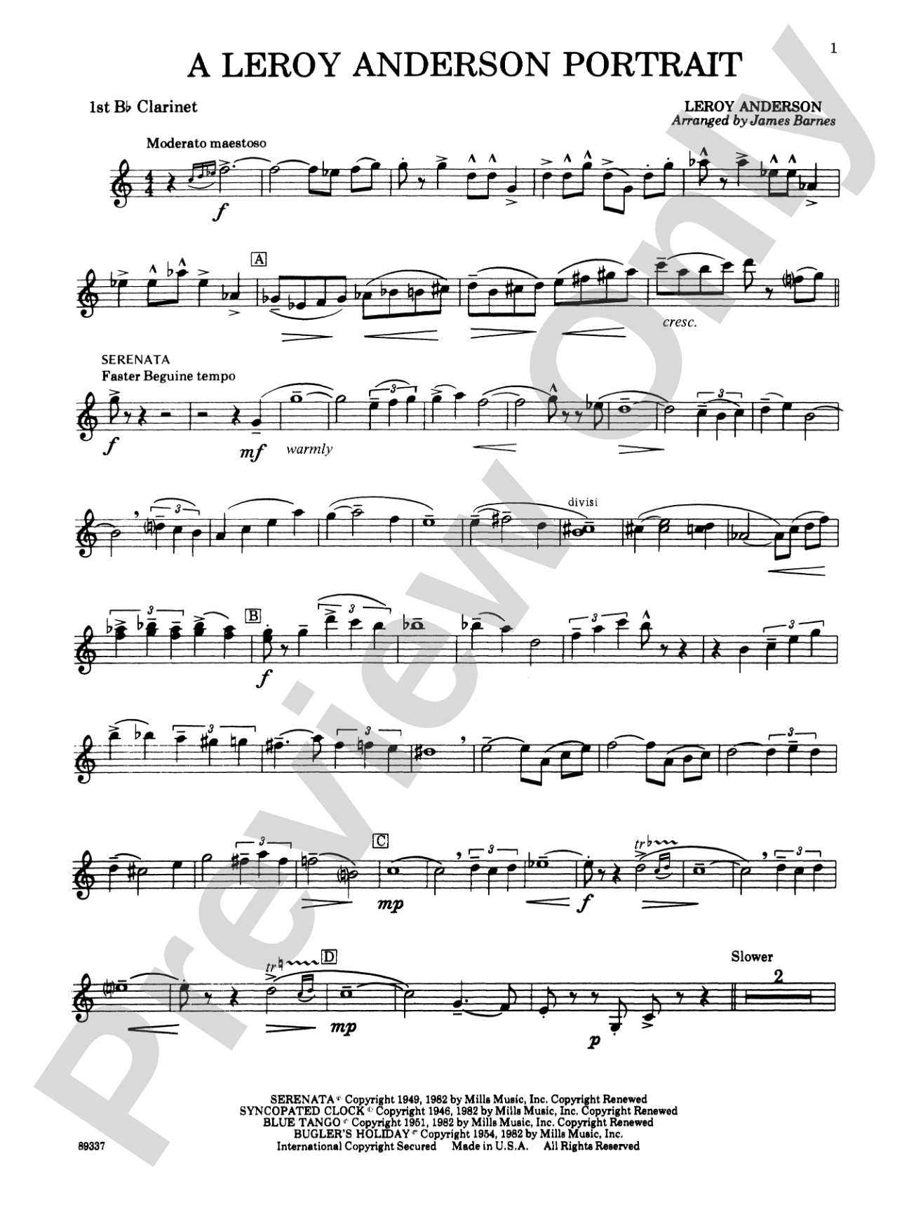 Leroy Anderson Portrait: 1st B-flat Clarinet