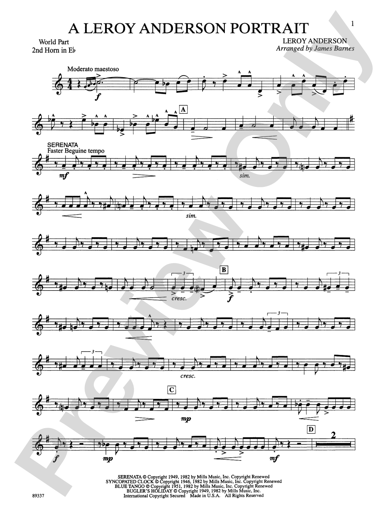 Leroy Anderson Portrait: WP 2nd Horn in E-flat