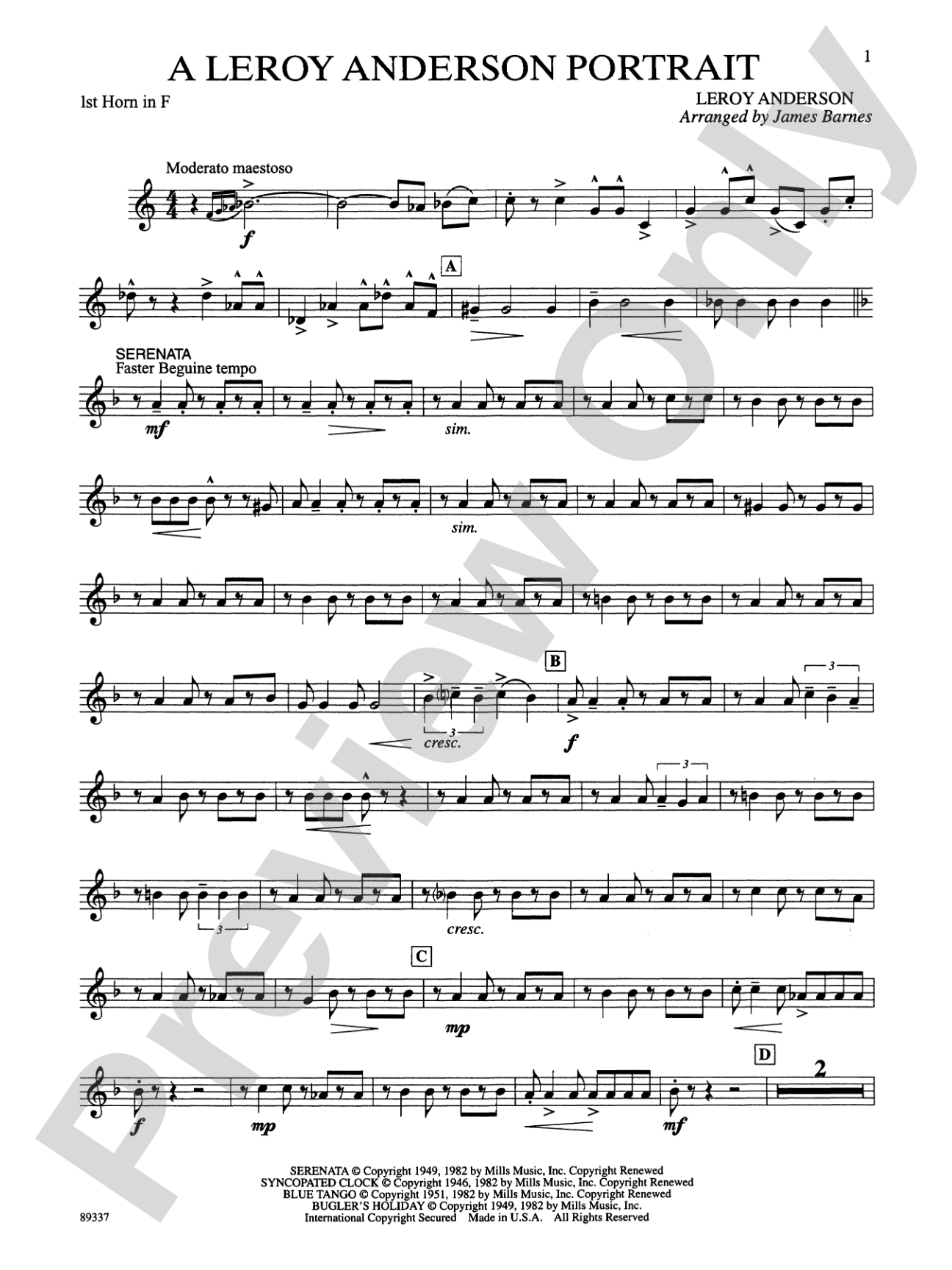 Leroy Anderson Portrait: 1st F Horn