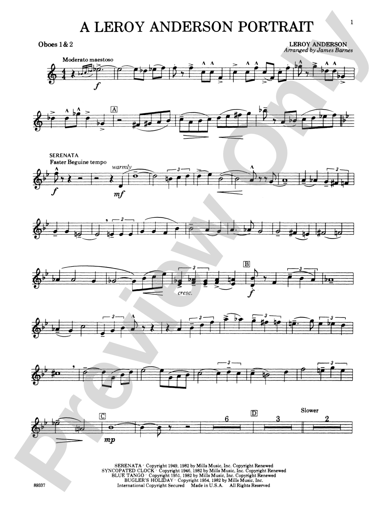 Leroy Anderson Portrait: 1st & 2nd Oboe