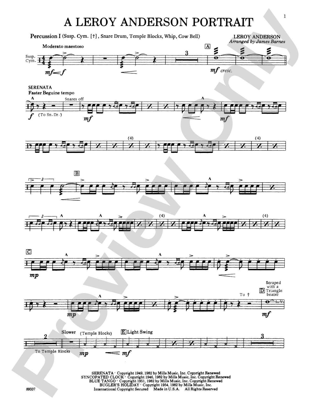 Leroy Anderson Portrait: 1st Percussion
