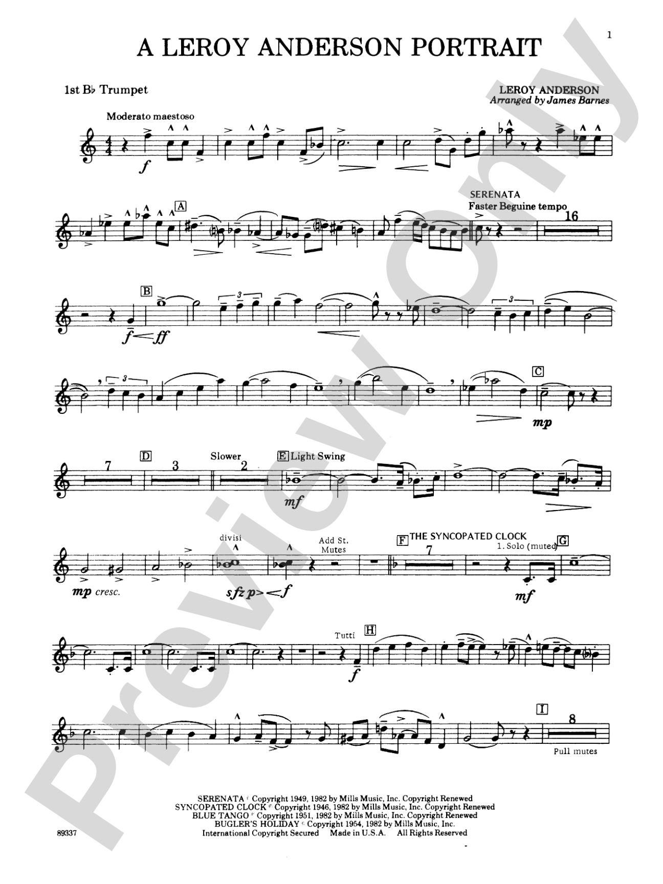 Leroy Anderson Portrait: 1st B-flat Trumpet