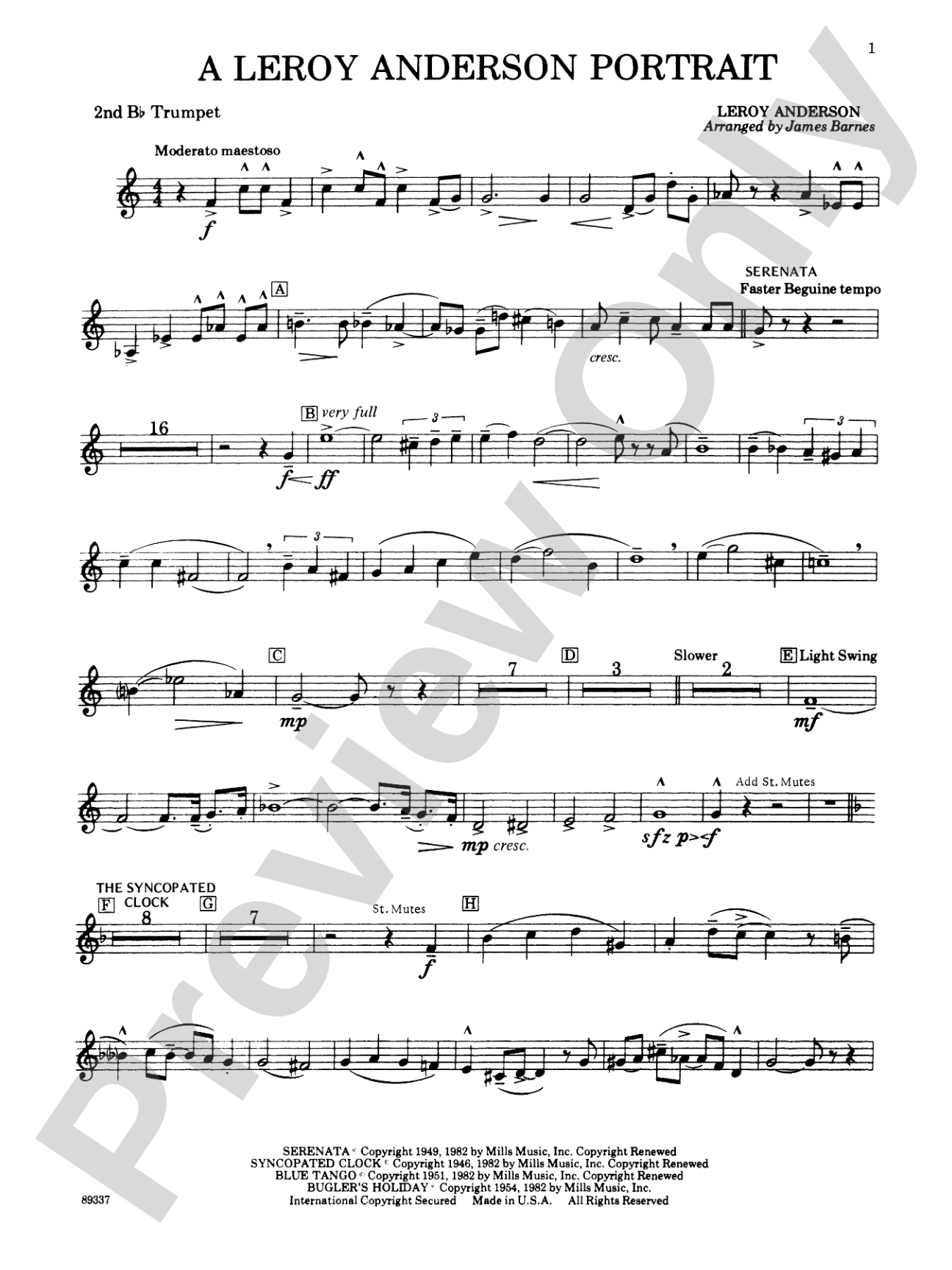 Leroy Anderson Portrait: 2nd B-flat Trumpet