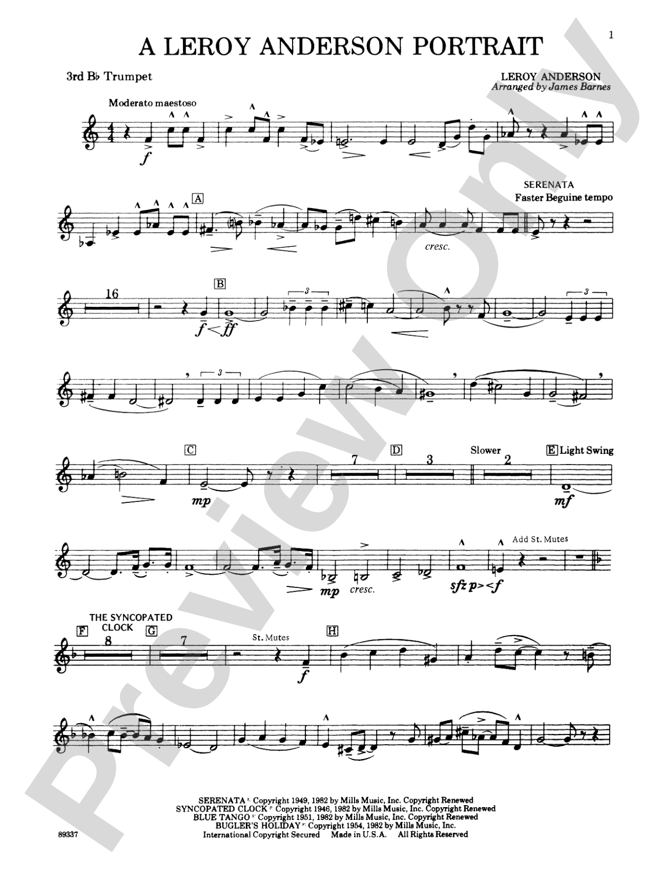 Leroy Anderson Portrait: 3rd B-flat Trumpet
