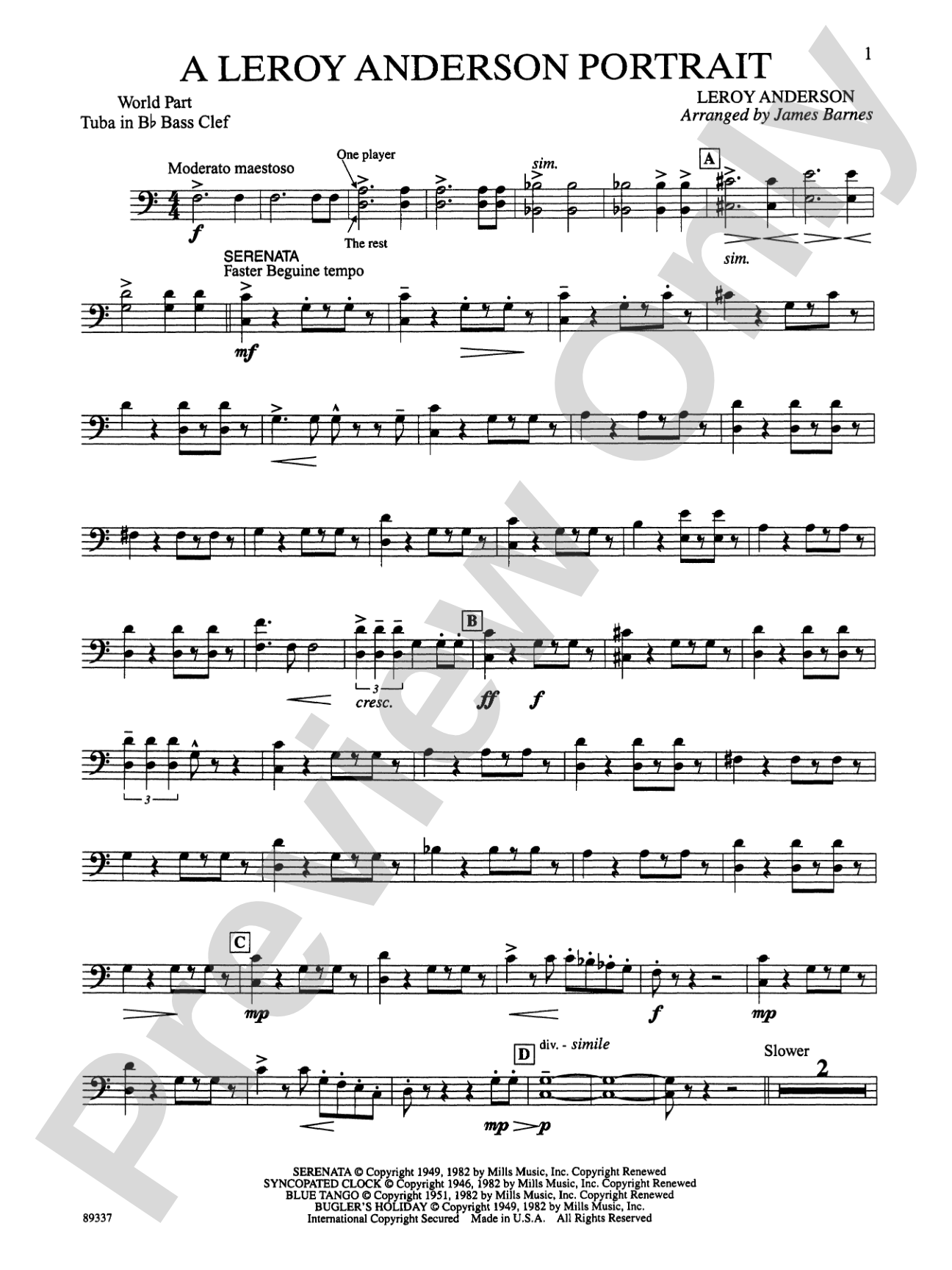Leroy Anderson Portrait: WP B-flat Tuba B.C.