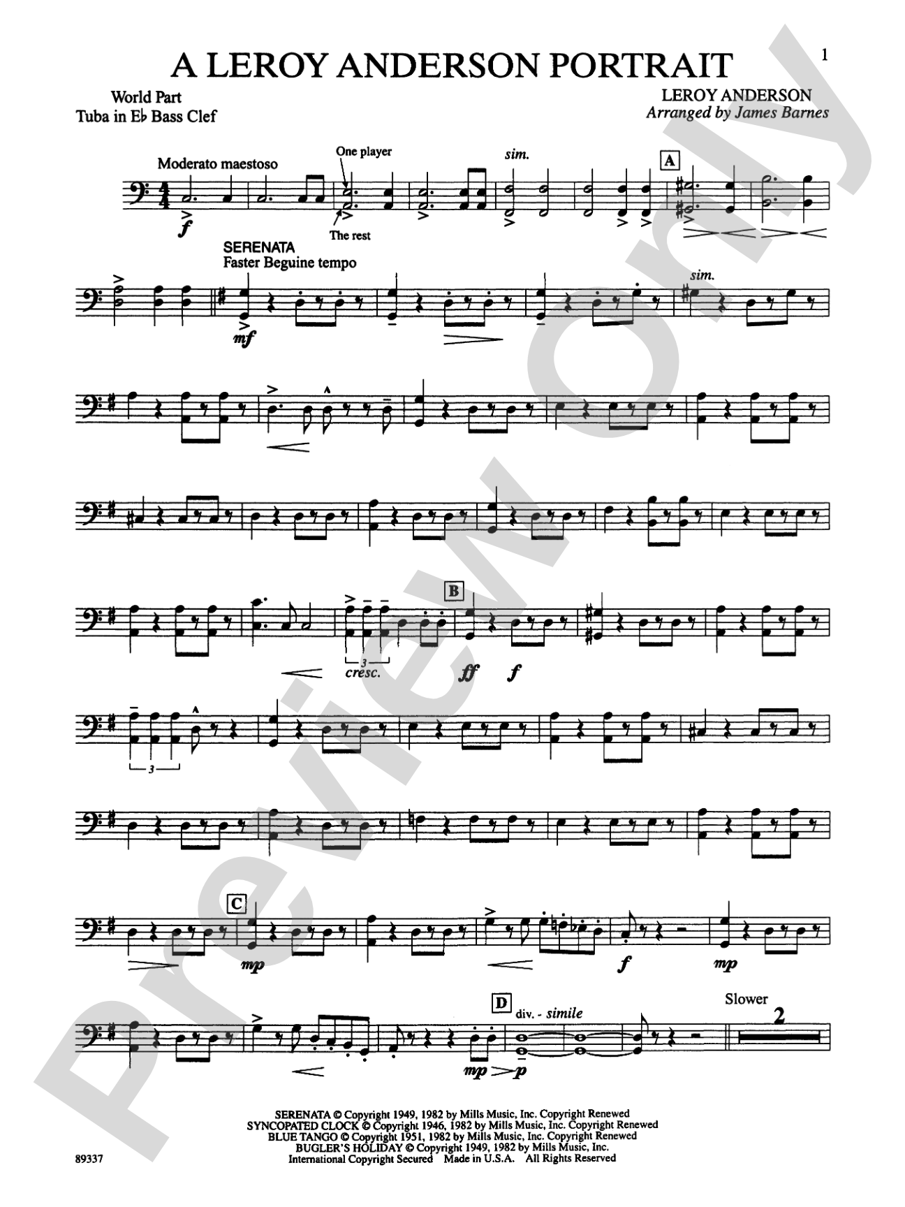 Leroy Anderson Portrait: WP E-flat Tuba B.C.