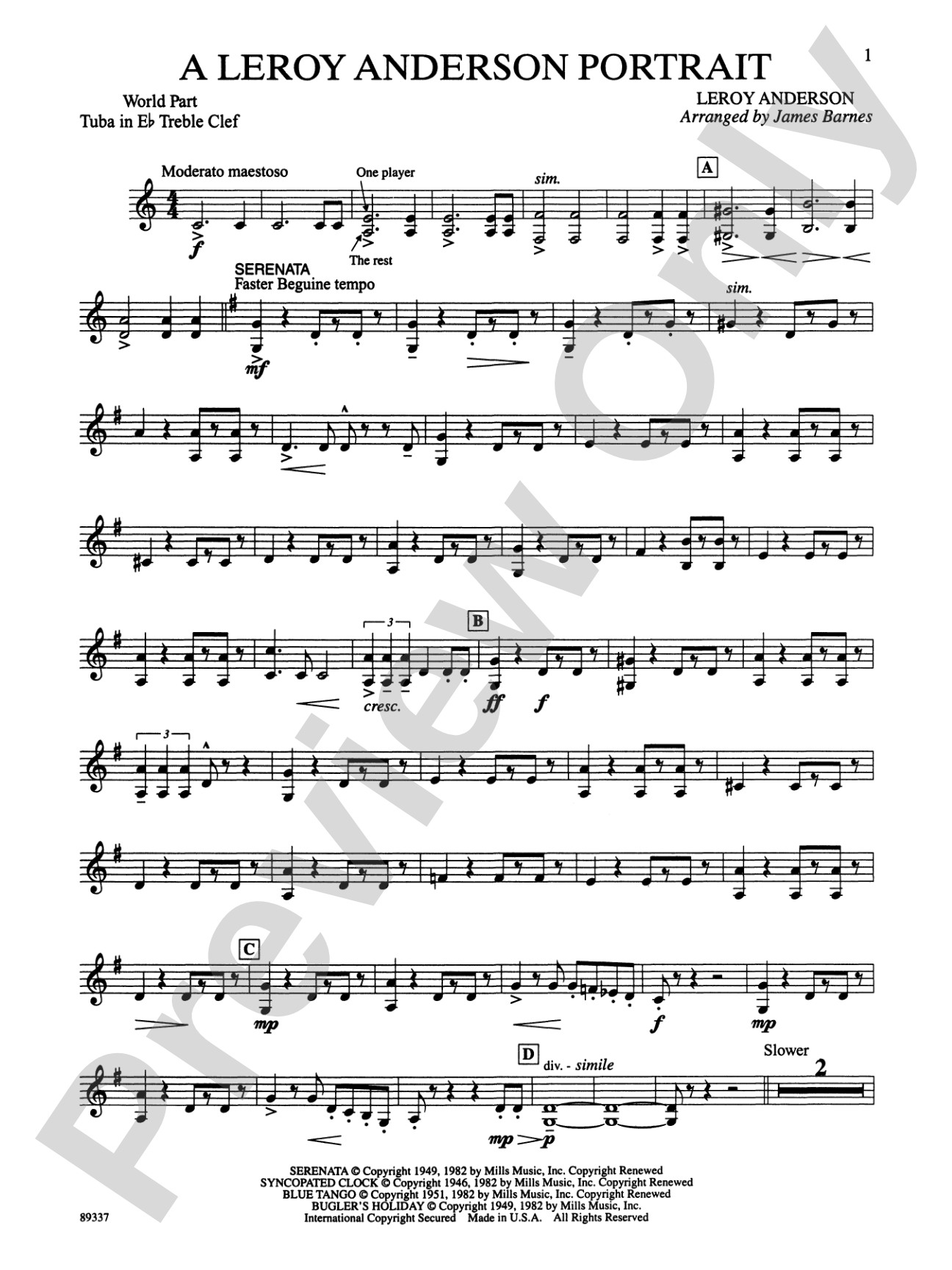 Leroy Anderson Portrait: WP E-flat Tuba T.C.